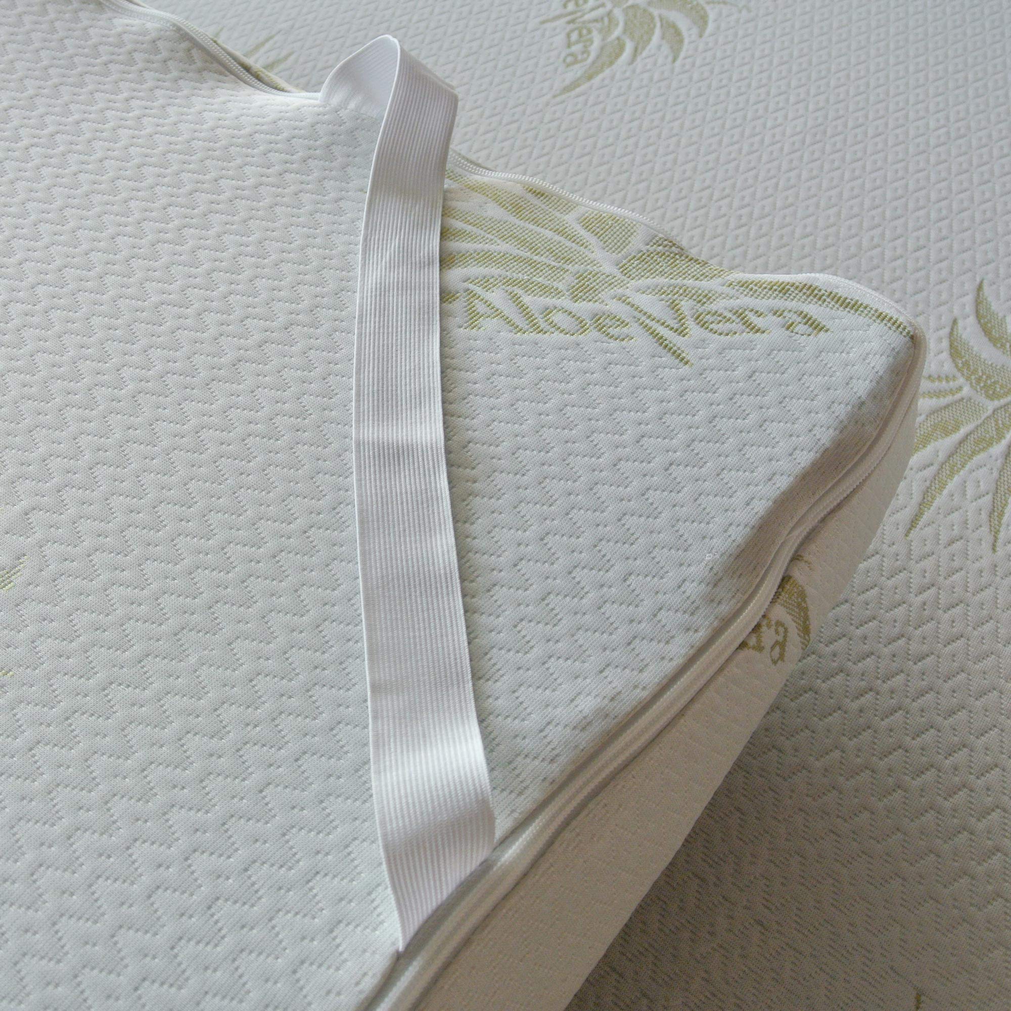Baldiflex Emporio Topper - 8cm Thick Viscoelastic Memory Foam Mattress Topper, Square & Half Size (120x190cm), Fresh Wave Technology, Removable Aloe Vera Cover, Breathable & Ergonomic, Anti-Dust Mite - Perfect for Back Pain Relief & Enhanced Sleep Comfort