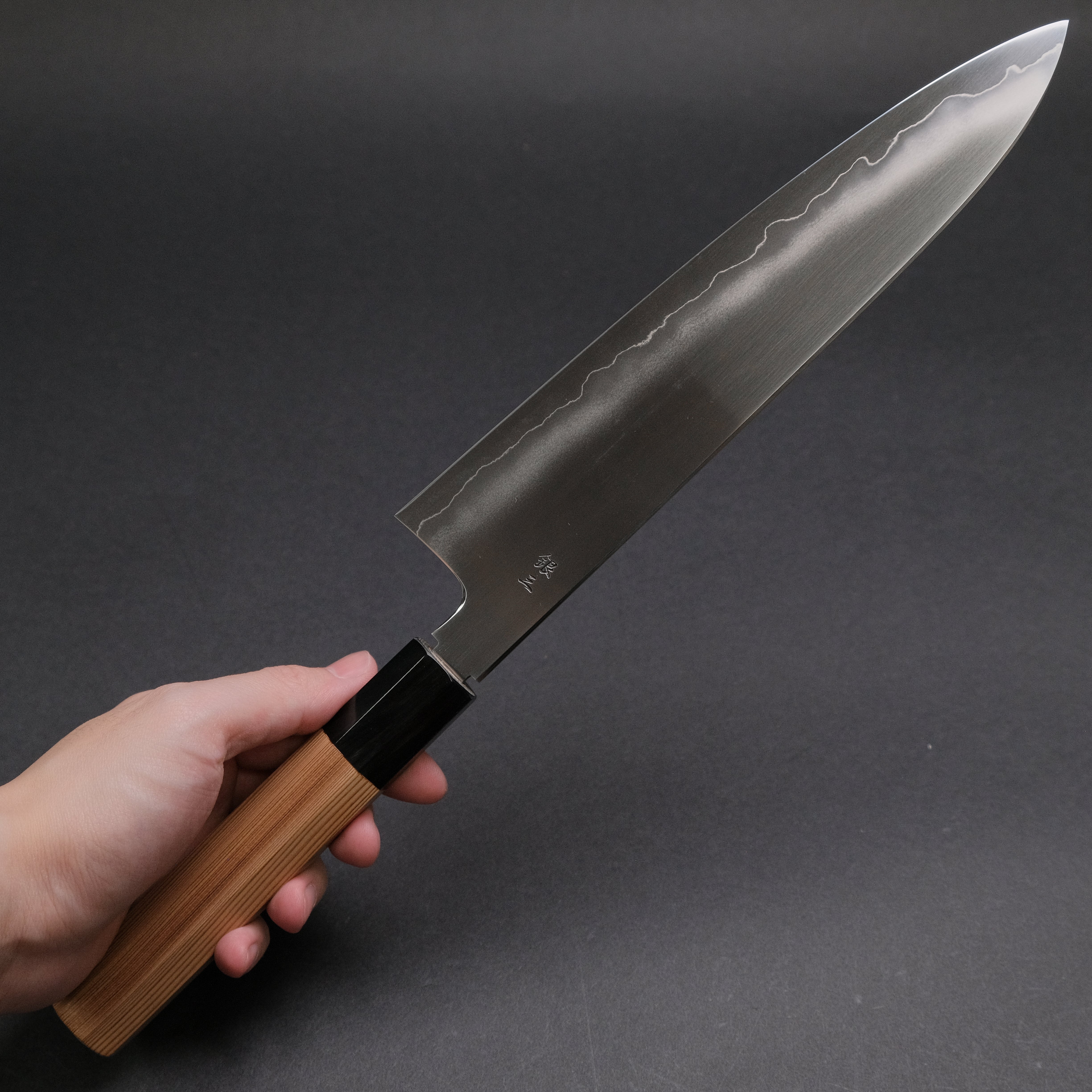 Premium Tetsujin Silver #3 Ukiba Gyuto 240mm Japanese Chef Knife with Yakusugi Cedar Handle - Perfect for Sushi, Meat Cutting & Professional Kitchen Use