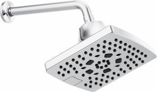 Brizo 87406 PC 7-Square 5-Function Shower Head 1.75 GPM Chrome Finish - High Pressure Rain, Massage & Water Saving Modes for Spa-Like Bathroom Experience
