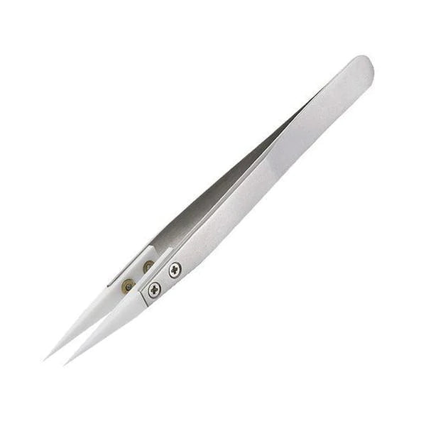 Premium Ceramic Tip Tweezers for Precision Work - Professional Stainless Steel Tweezers for Electronics, Jewelry, and Beauty - Perfect for Eyebrow Shaping, Eyelash Extensions & Crafting