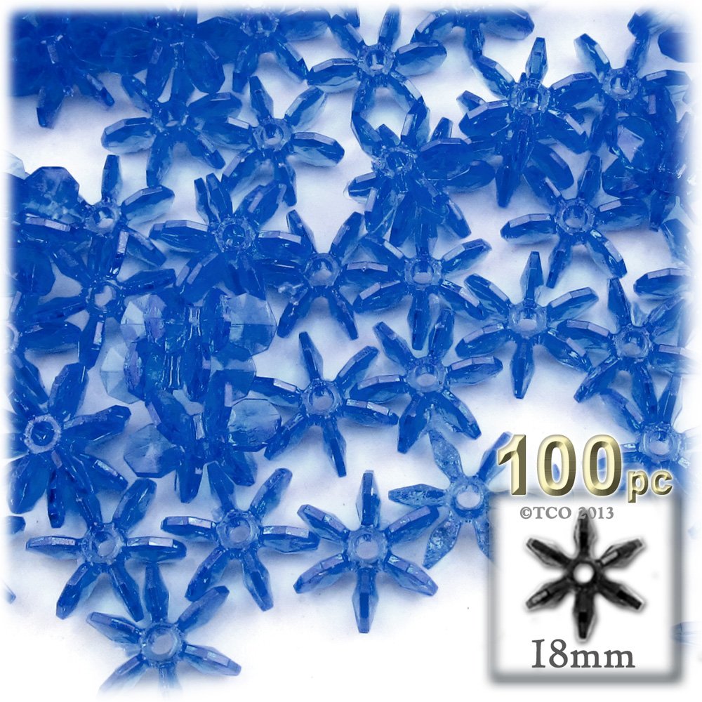 1,000pc Faceted Plastic Transparent Beads - 18mm Raspberry Red Starflake Beads for Jewelry Making, DIY Crafts, and Holiday Decorations