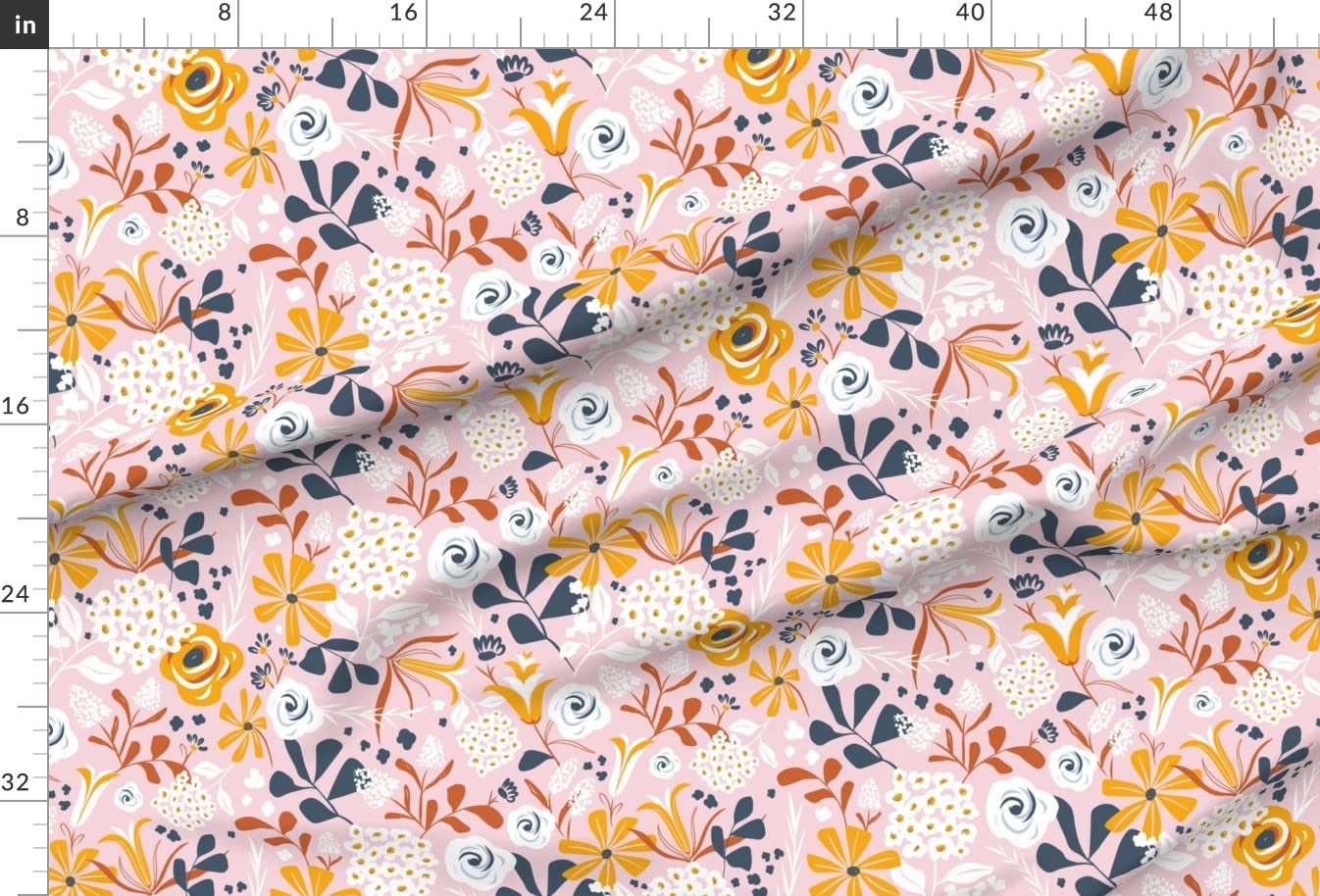 Boho Floral Blush Pink Flowers Printed Velvet Fabric by The Yard - Spring Summer Upholstery & Home Decor Fabric for DIY Projects, Curtains, Pillows, and Apparel