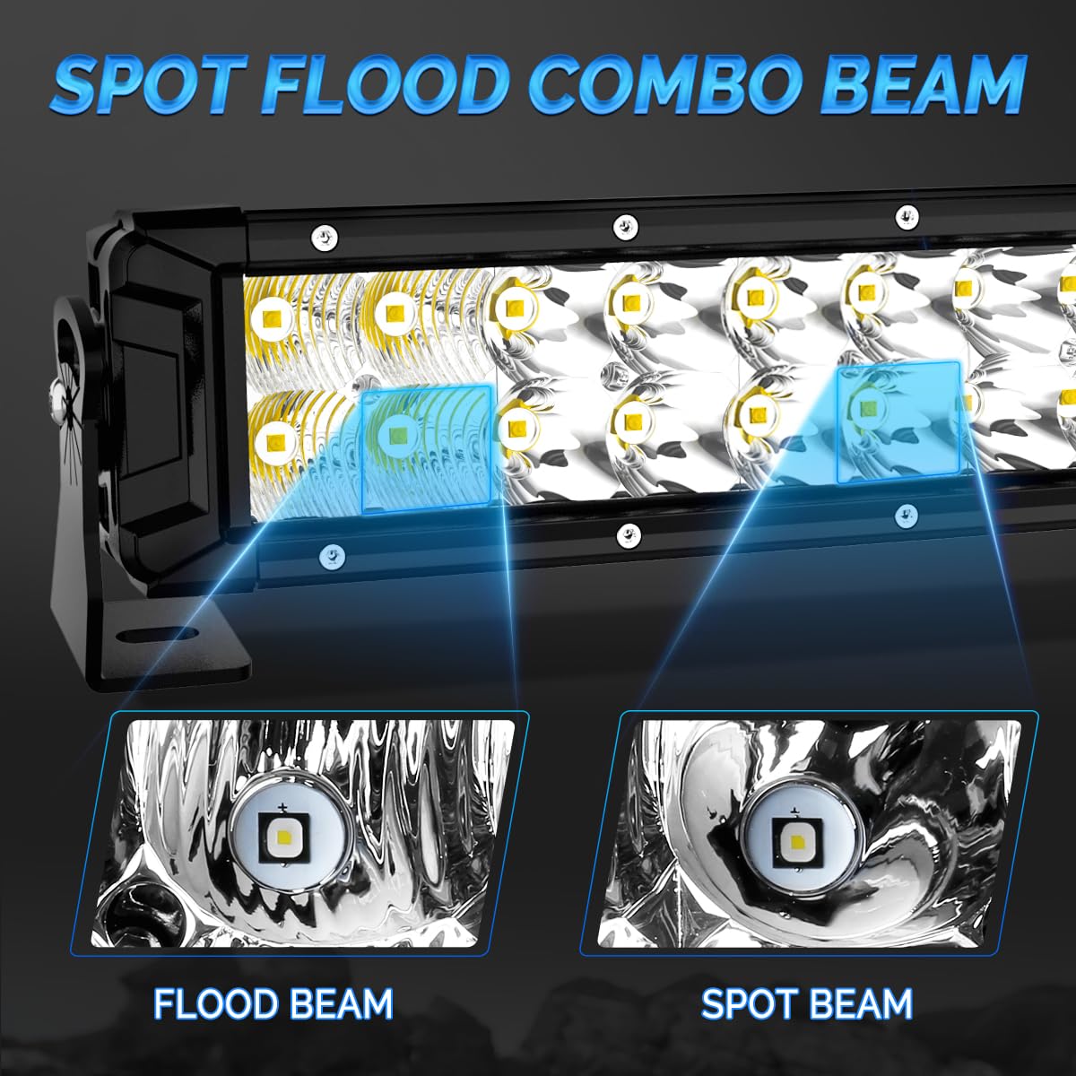 Rigidhorse 42 Inch 400W LED Light Bar - Dual Row Flood Spot Combo Beam for Off Road, Truck, SUV, ATV, UTV, 4x4, 4WD | Waterproof Driving Lights, Fog Lights & Work Lights for Boats, Camping, Trail Riding & Night Adventures
