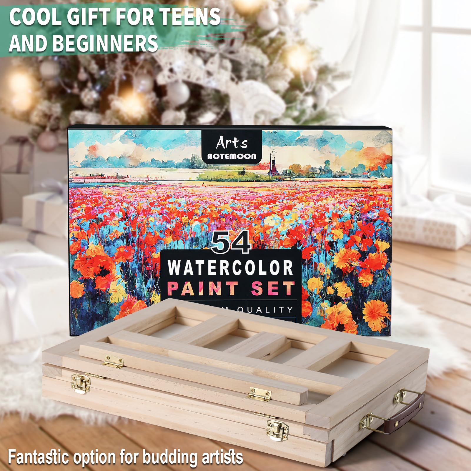 Premium AOTEMOON Kids Watercolor Painting Set - 48 Vibrant Colors with Brushes & Sketchbook | Complete Art Supplies Kit for Beginners, Teens & Aspiring Artists | Perfect Gift for Drawing, School Projects & Creative DIY Crafts