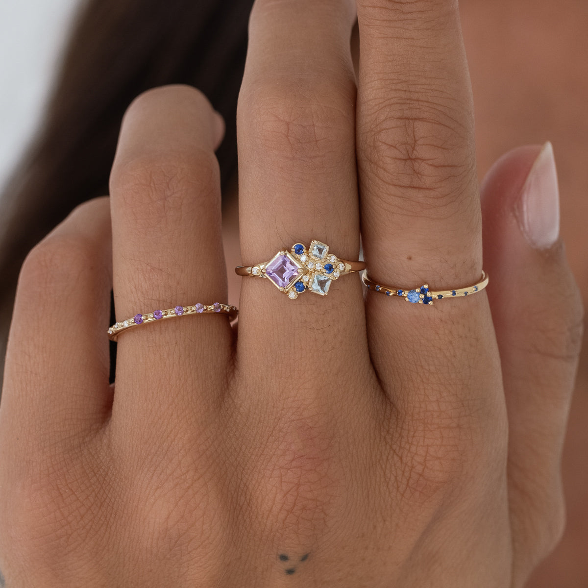 Lavender Nebula Ring for Women - Dainty Purple Galaxy Jewelry - Perfect for Date Night & Boho Fashion