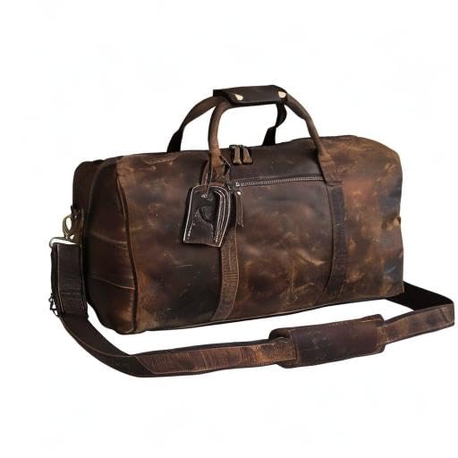 Premium Genuine Buffalo Leather Travel Duffle Bag for Men - Large Weekender Overnight Gym Bag with Toiletry Combo | Durable Sports Duffel for Business Trips, Gym Workouts & Weekend Getaways