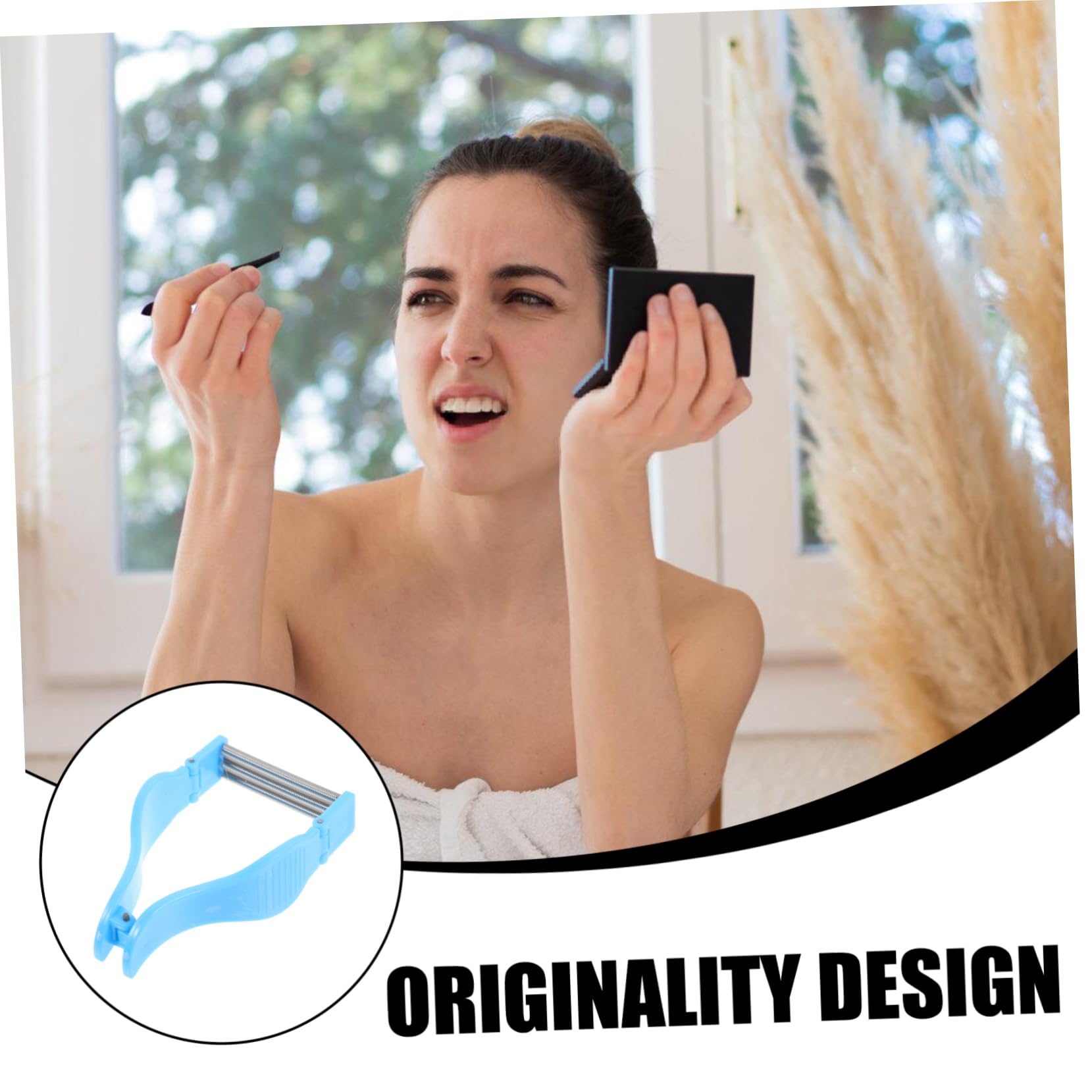 FRCOLOR Facial Hair Remover for Women - Painless Upper Lip & Face Hair Removal Tool with Blue Spring - Perfect for Smooth Skin at Home or Travel