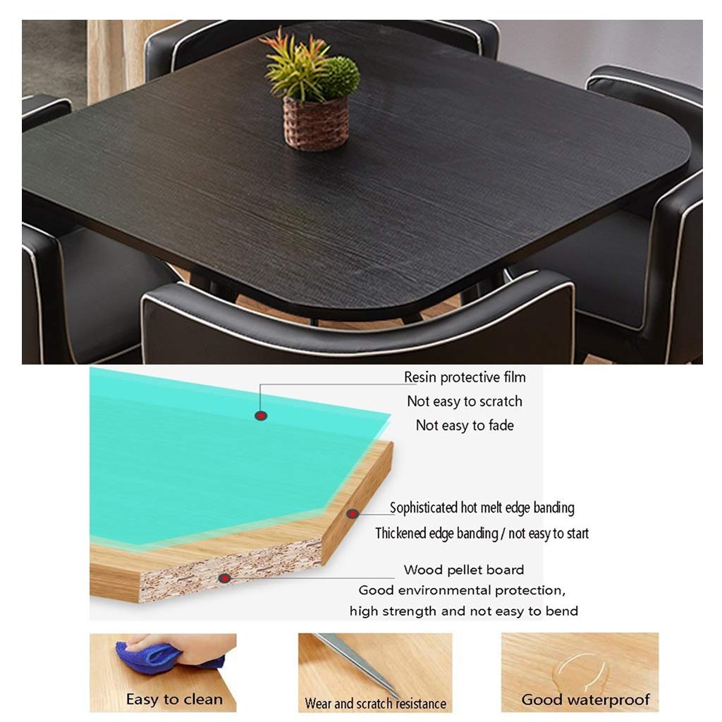 Modern 5-Piece Solid Wood Dining Table Set - 90cm Round Table with 4 Leather Chairs for Kitchen, Living Room, Cafe & Office Lounge - Perfect for Family Meals, Entertaining Guests & Workspace Comfort
