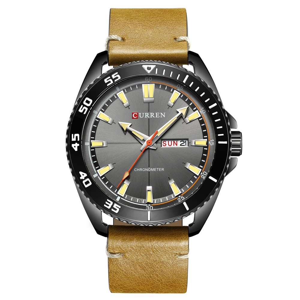 Curren Men's Analog Quartz Calendar Watch - Waterproof Stainless Steel Band Fashion Wristwatch for Business, Casual & Outdoor Activities