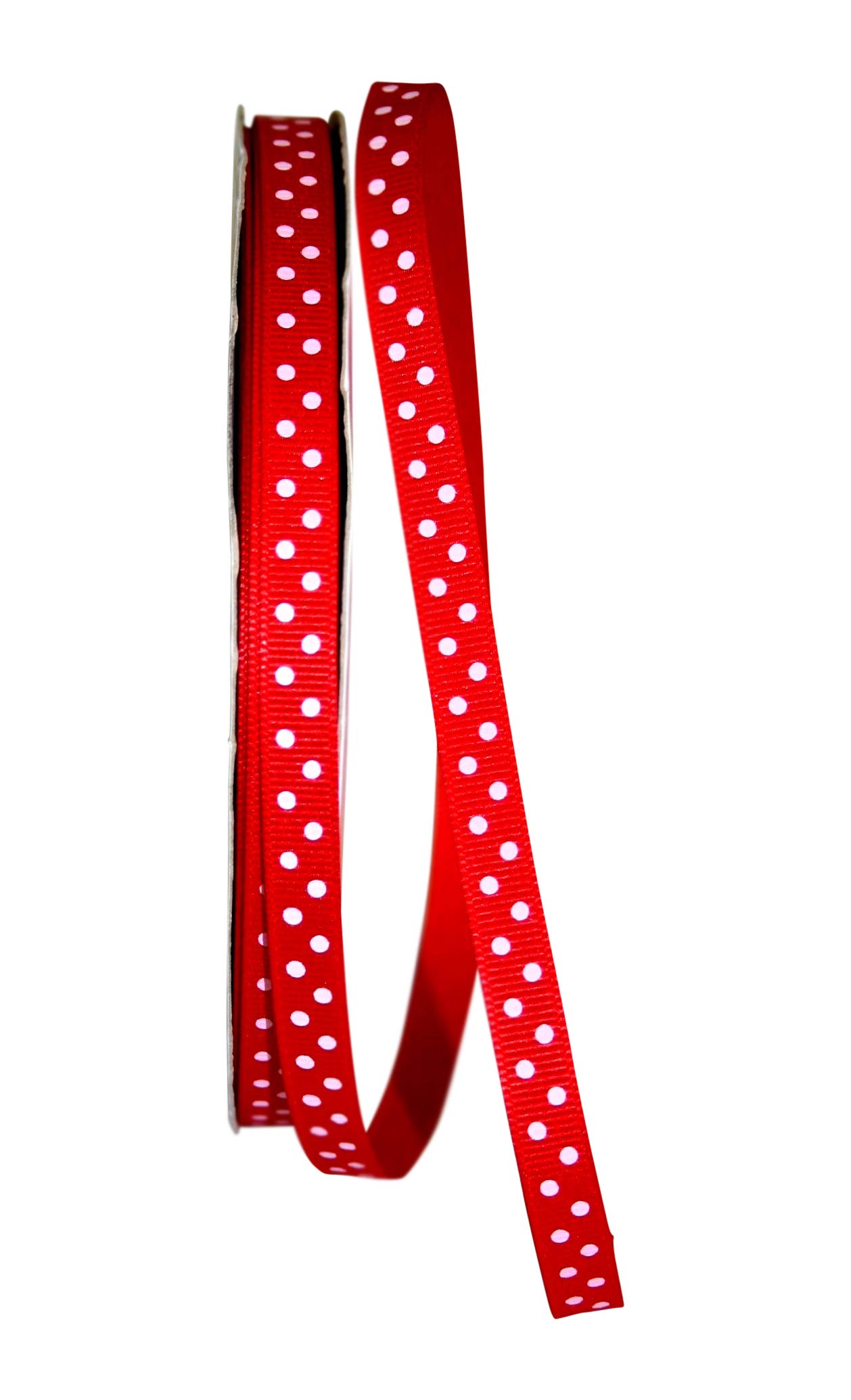 Reliant 3/8 Inch x 50 Yards Grosgrain Ribbon with Confetti Dots - Red and White for Gift Wrapping, Crafts, and Party Decorations