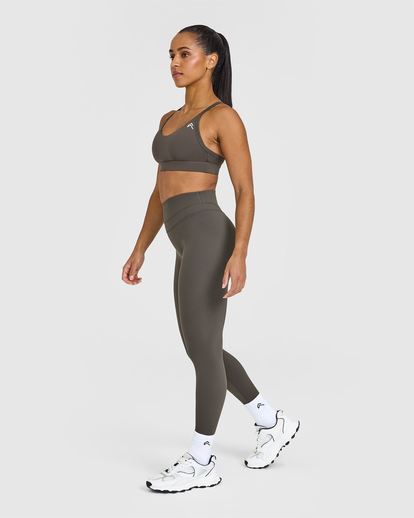 High Waisted Leggings for Women - Seamless Tummy Control Yoga Pants in Deep Taupe | Perfect for Workout, Yoga & Everyday Wear