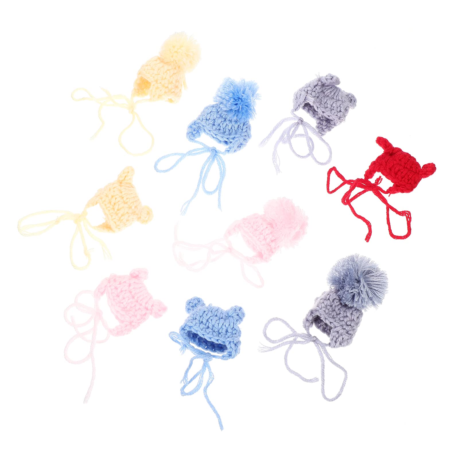 9-Piece Hand-Crocheted Wool Hats Set - Mini Top Hats, Doll Hats & Christmas Hats for Women & Girls - DIY Handmade Crafts for Parties, Cosplay & Holiday Decor
