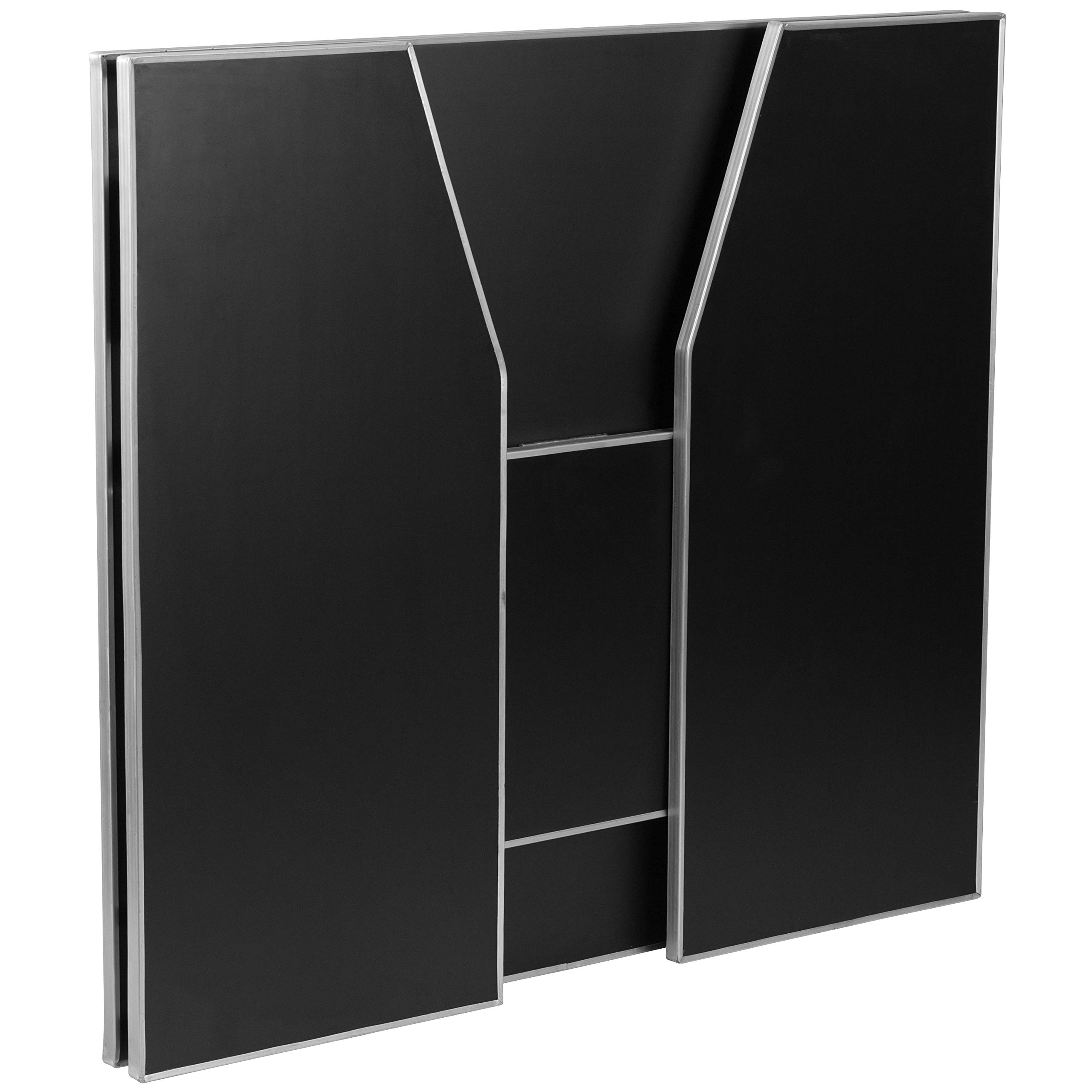 Flash Furniture 4-Foot Folding Portable Bar with Shelves - Mobile Laminate Event Bar for Parties, Weddings & Home Use - Black | Compact & Space-Saving Design