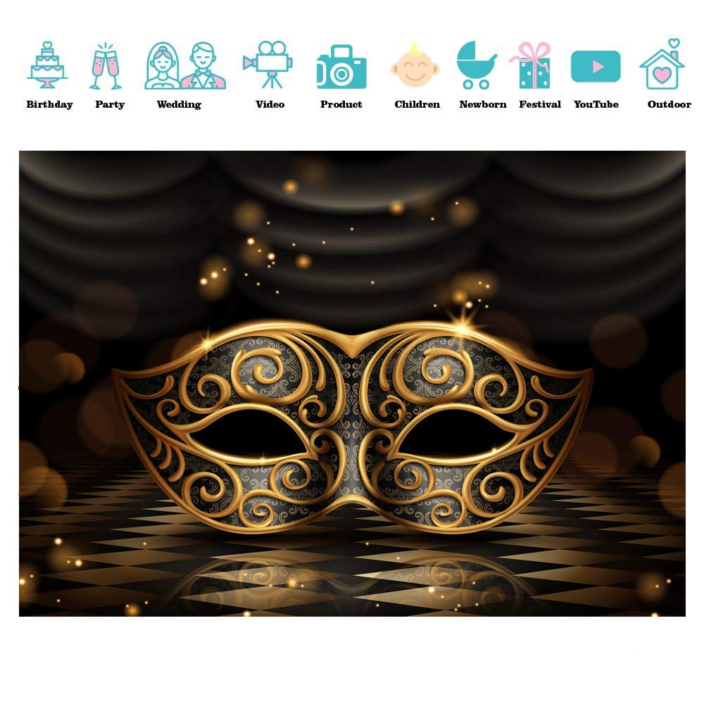 SJOLOON 10x8FT Mardi Gras Backdrop - Carnival Masquerade Party Decoration for Festive Events, Photo Booths & Home Celebrations