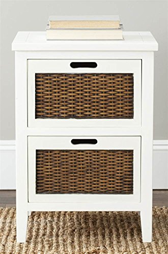 Safavieh American Homes Collection Jonah Dark Teak 2-Drawer End Table - Stylish Nightstand for Bedroom, Living Room & Office Furniture