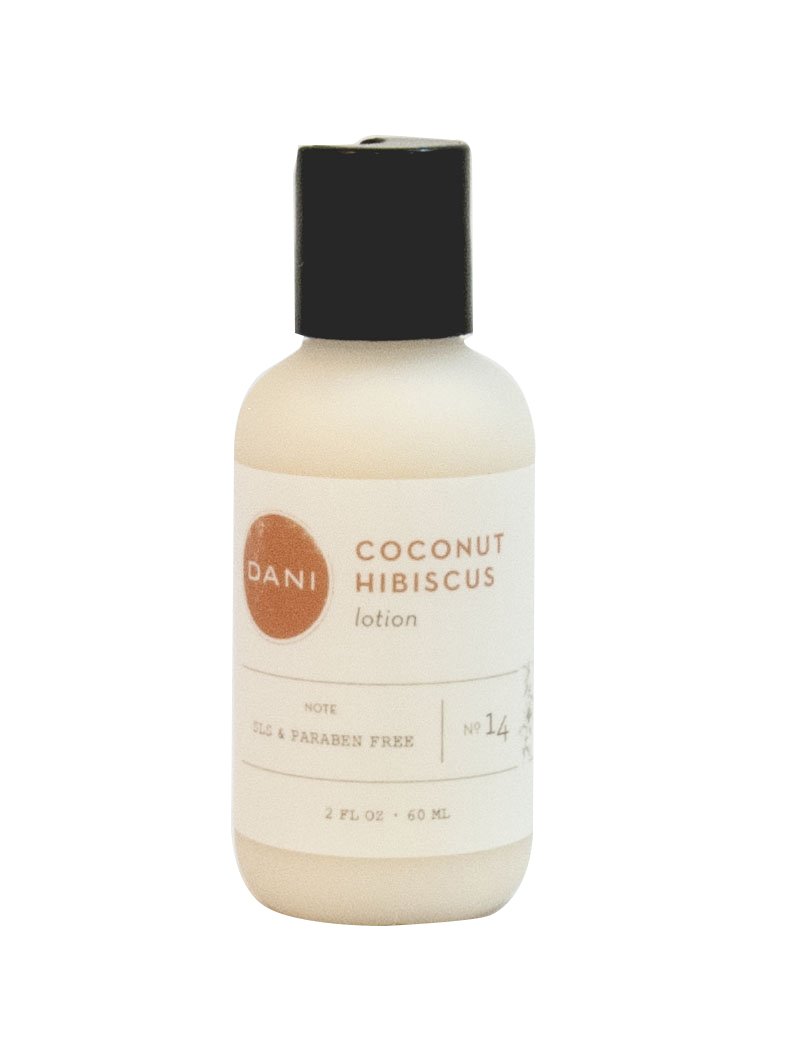 DANI All Natural Coconut Hibiscus Lotion - 2oz Travel Size Moisturizer for Dry Skin | Perfect for Handbag, Gym & Airplane Travel