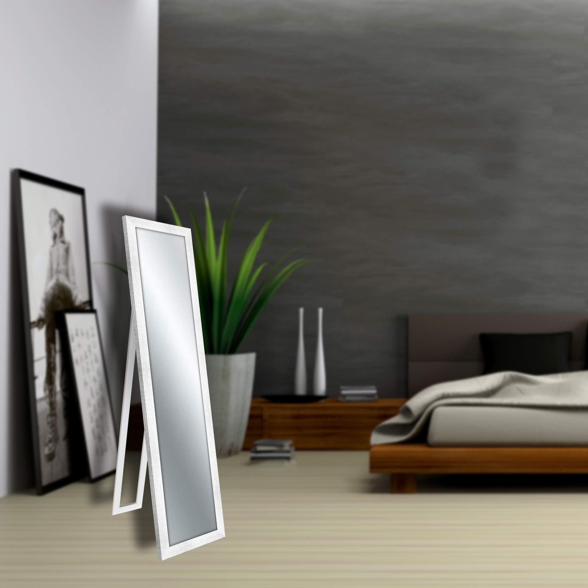 Modern Boston Shabby White Floor Mirror 40