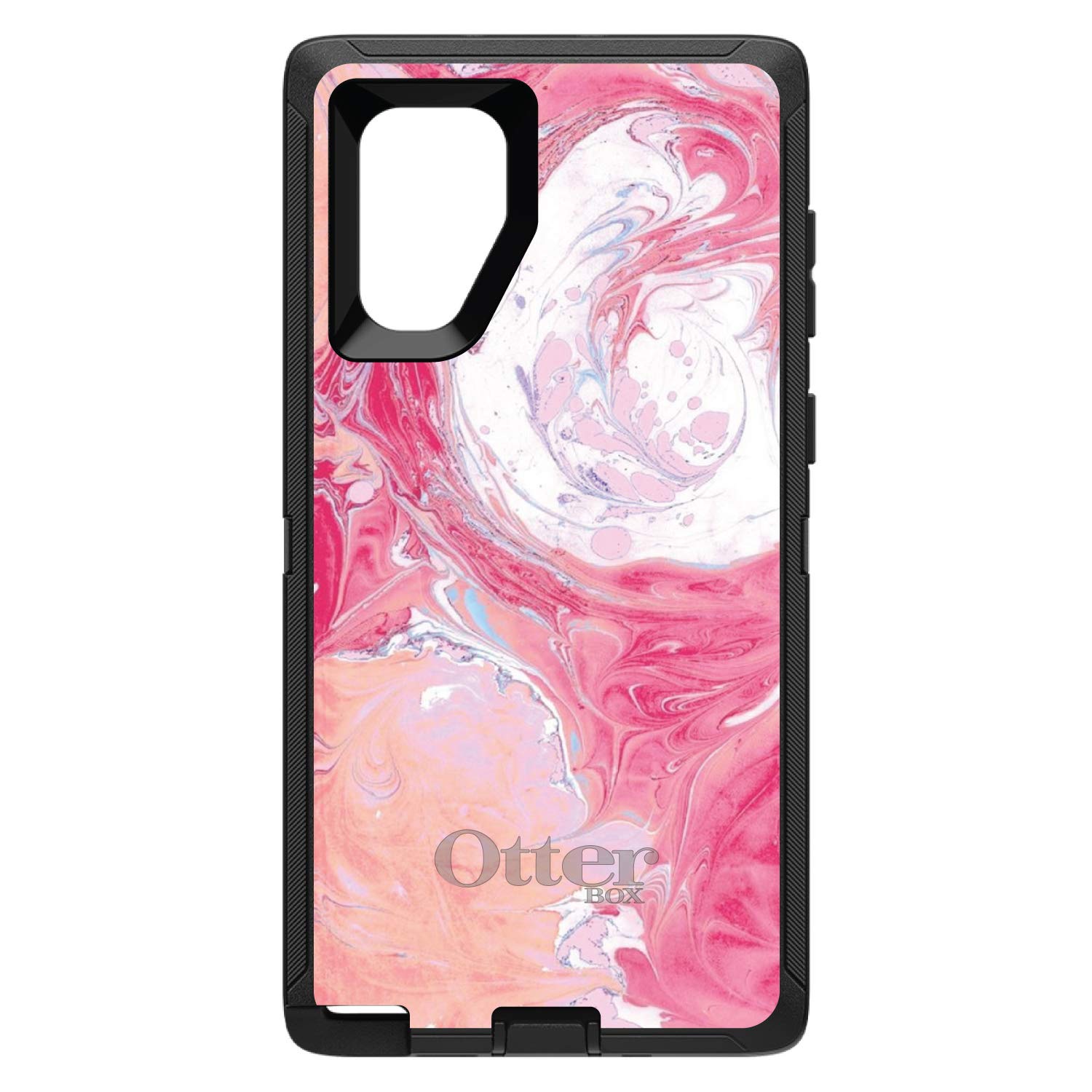 DistinctInk Samsung Galaxy Note 10 Plus Case (6.8 Inch) - Shockproof Protective Cover with Faux Marble Design - Replacement for OtterBox Defender - Hot Pink, Blue & White Marble Print - Perfect for Work, Travel and Everyday Use