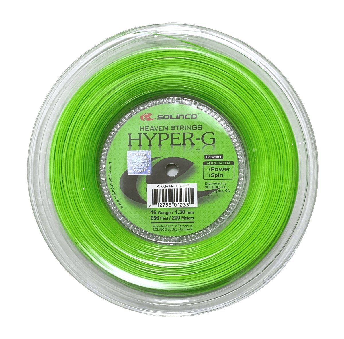 Solinco Hyper G 16 Tennis String Reel 656' | High-Performance Polyester Tennis String for Spin & Control | Perfect for Competitive Players & Stringing Professionals