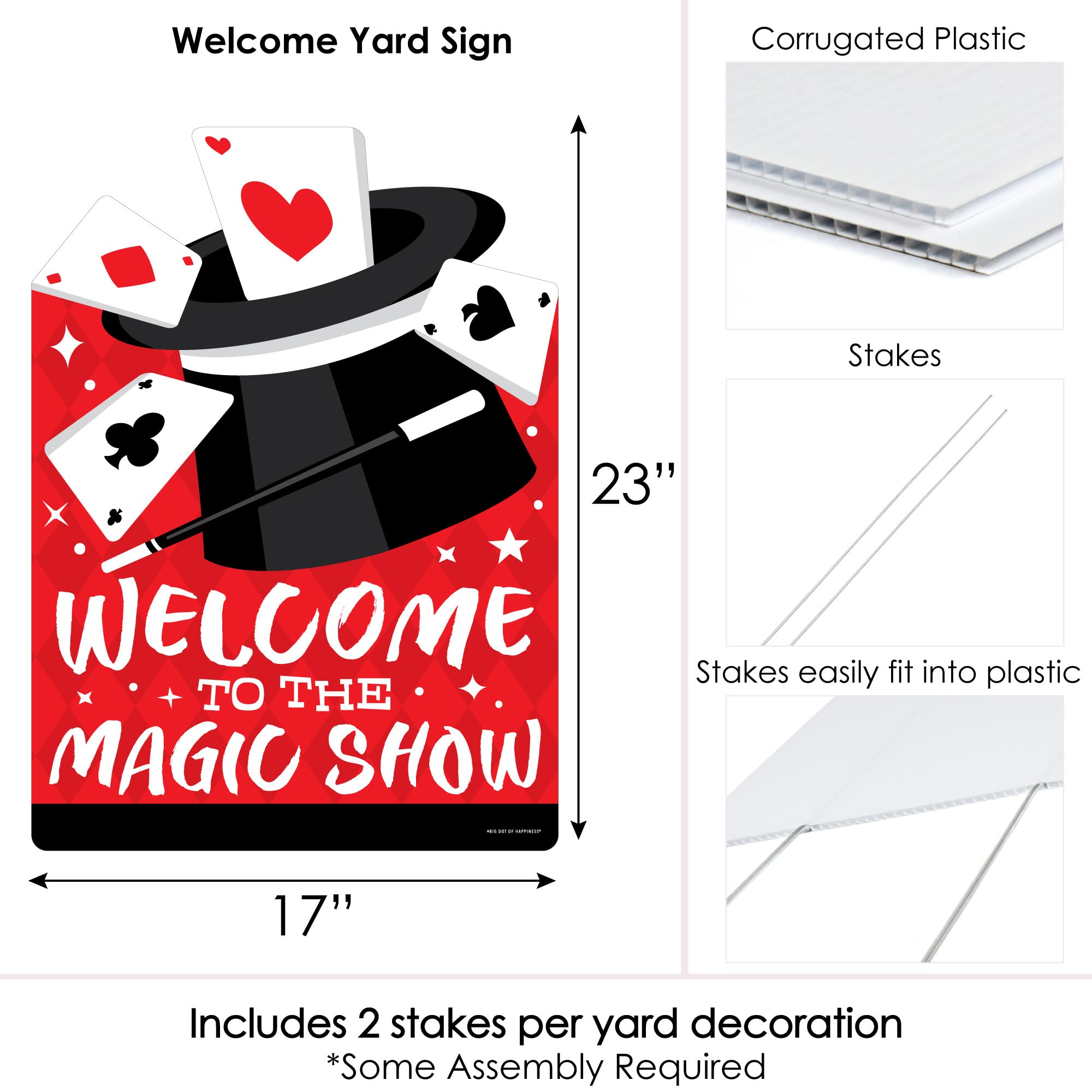 Big Dot of Happiness Ta-Da Magic Show Party Decorations - Magical Birthday Welcome Yard Sign for Kids Birthday Party, Baby Shower & Themed Events