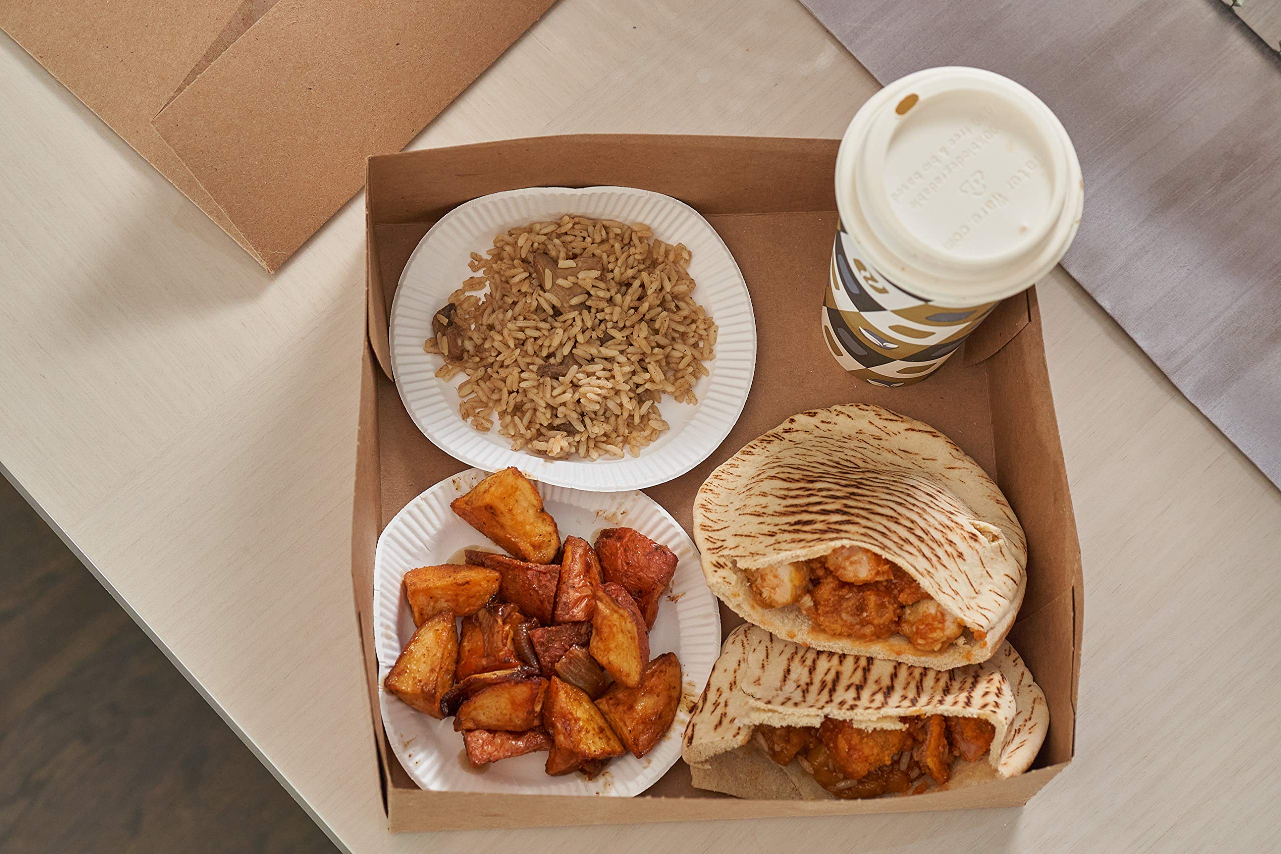 EcoQuality [150 PACK] 10x10x5 Inch Kraft Paperboard Pop-Up Food Trays - Eco-Friendly Stadium Snack Carrier for Theaters, Parties & Events - Perfect for Popcorn, Nachos & Concession Stands