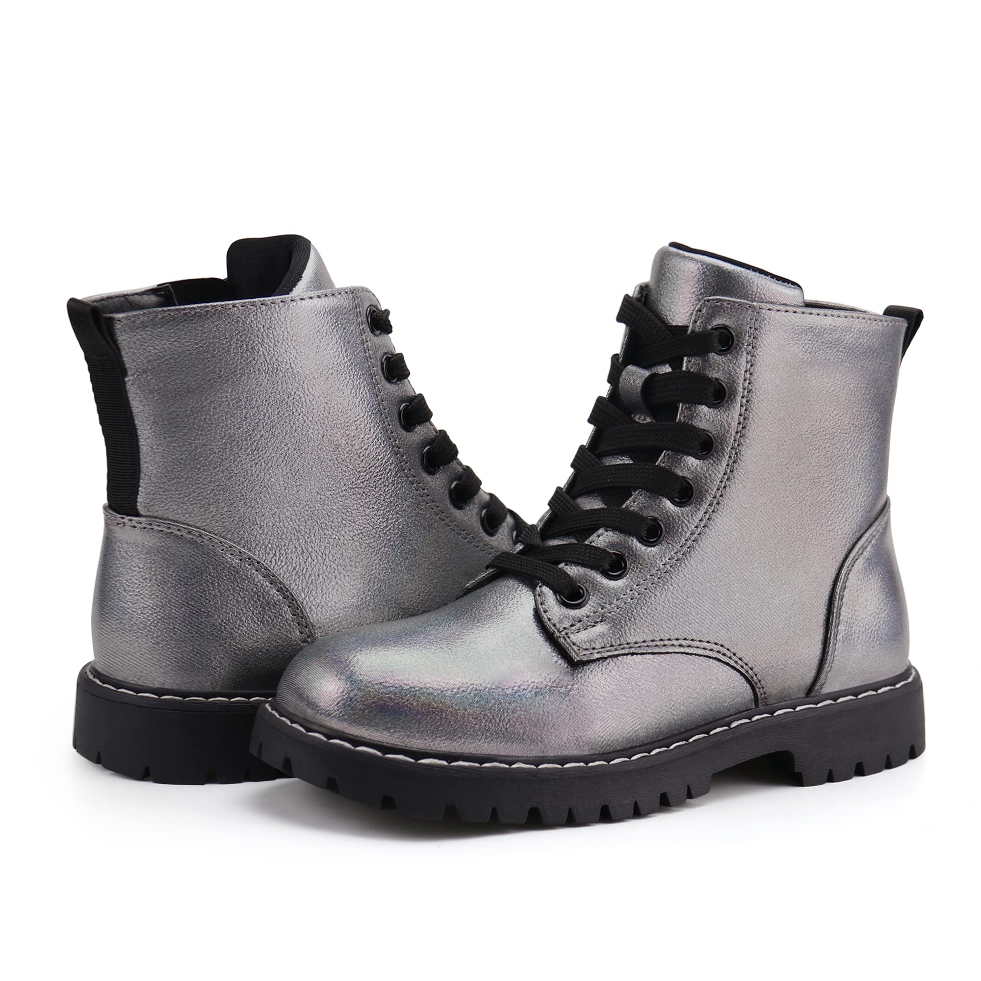 Firelli Kids Ankle Boots for Boys & Girls - Side Zipper & Lace Up Work Boots - Durable Combat Boots for School, Outdoor Play & Hiking Adventures