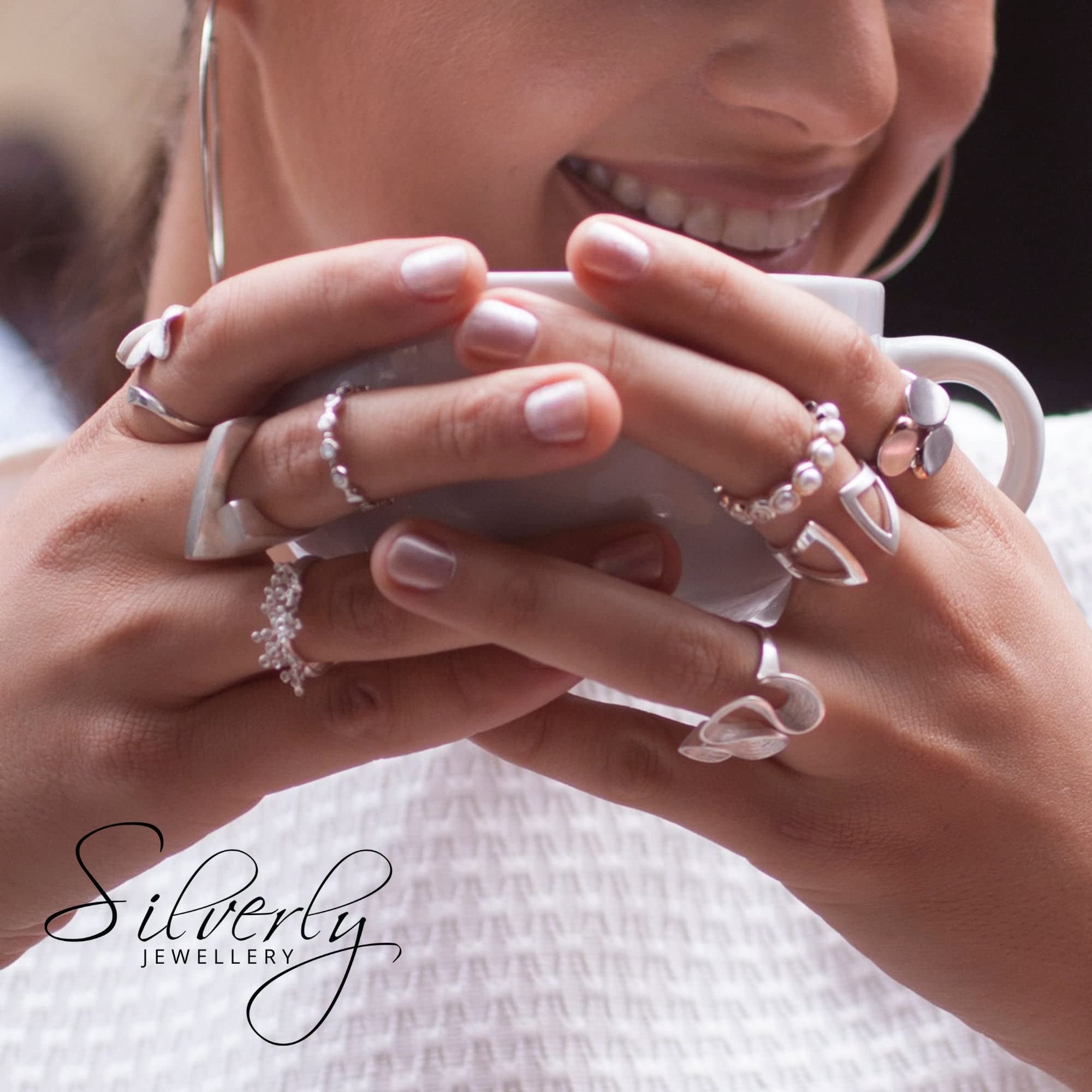 925 Sterling Silver Rings for Women - Elegant Cluster Bead & Moving Ball Bell Charm Rings | Dainty Statement Jewelry | Perfect for Parties, Weddings & Everyday Wear