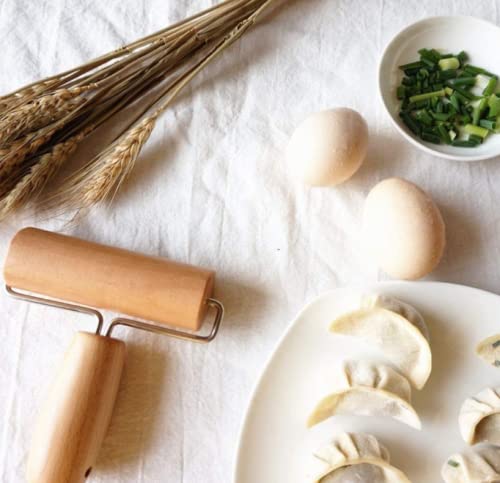 U COOK Solid Beech Wood Rolling Pin - T-Shaped Baking Tool for Dough, Pizza, Cookies & Pastry | Perfect for Homemade Dumplings, Pies & Bread Making