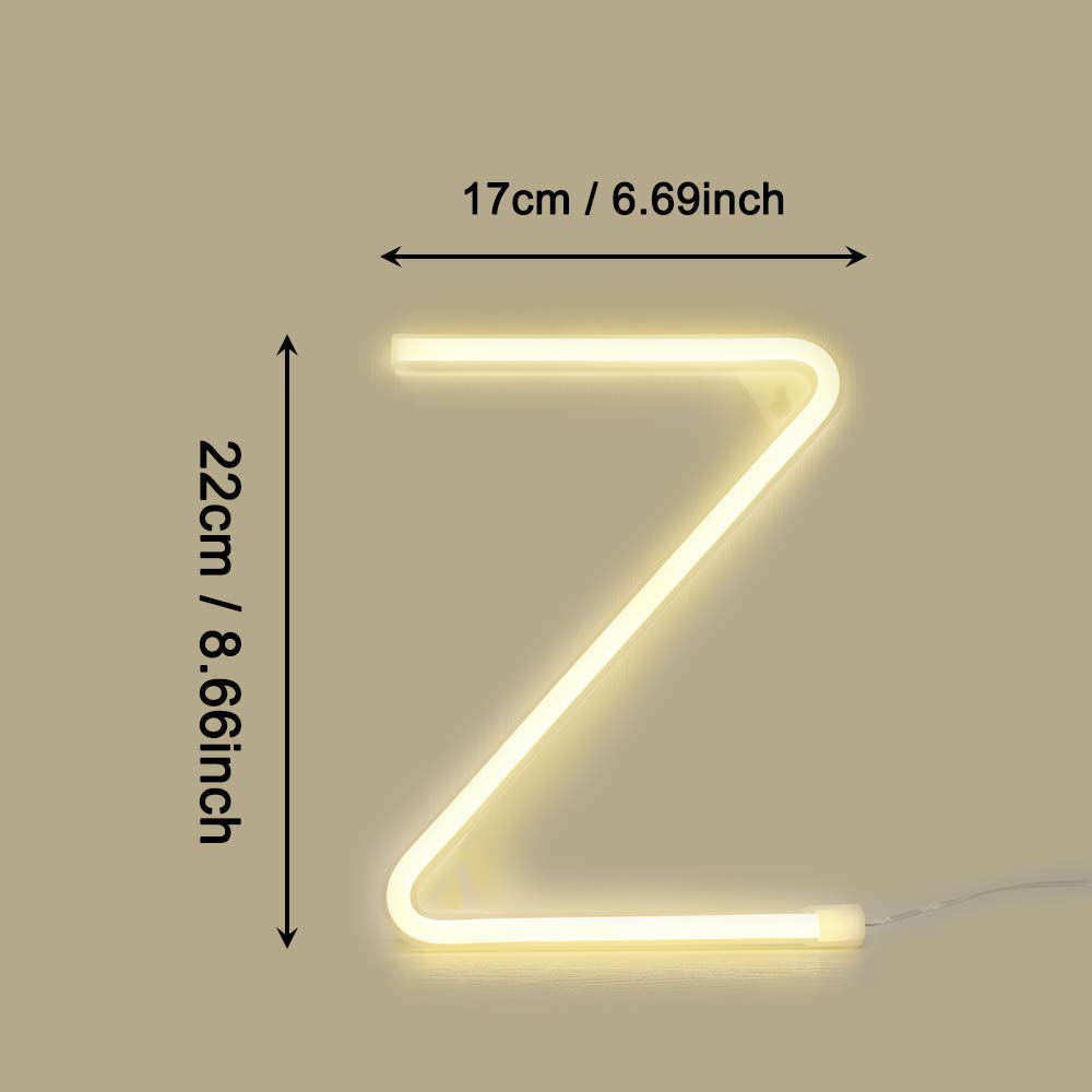 LED Warm White Neon Night Lights - Battery/USB Powered Letter Neon Signs for Kids Room, Home Decor, Bar, Club, Party | Perfect for Birthday, Anniversary, Wedding & Festival Decorations