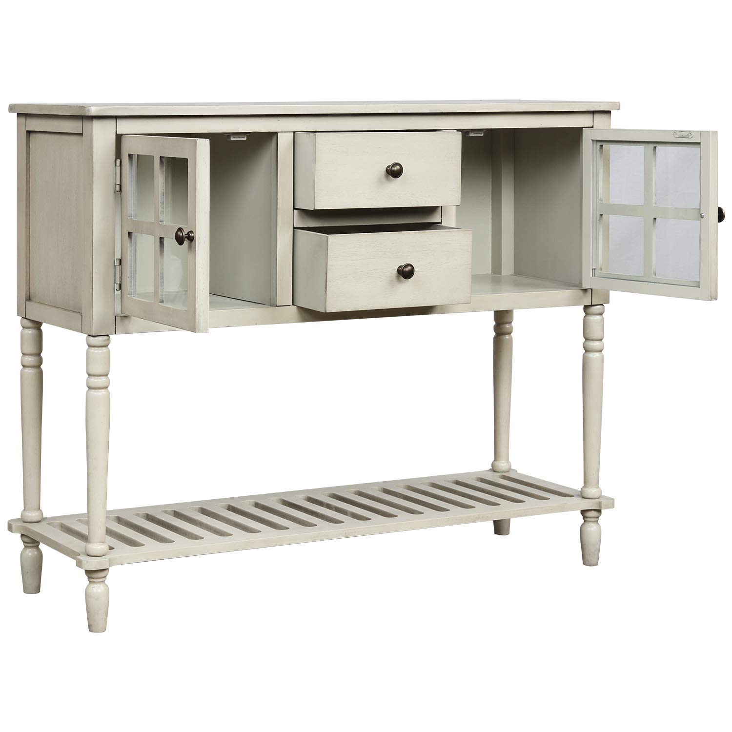 ZSQ Rustic Console Table - Antique Grey Buffet Sideboard for Entryway, Living Room & Dining Room | Perfect for Hallway Storage, Sofa Table & Home Decor