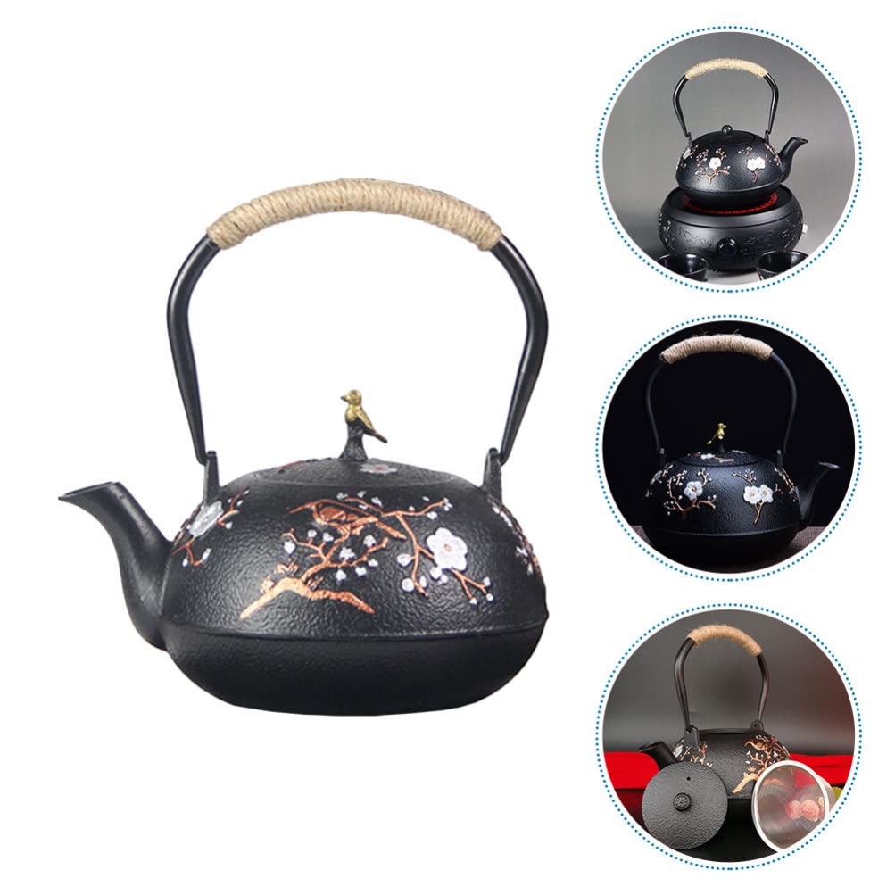 Premium Hemoton Enamel Iron Teapot - Stovetop Whistling Kettle for Tea & Water Boiling - Durable Kitchen & Household Teakettle for Gas, Electric & Induction Cooktops - Perfect for Home, Office & Outdoor Tea Brewing