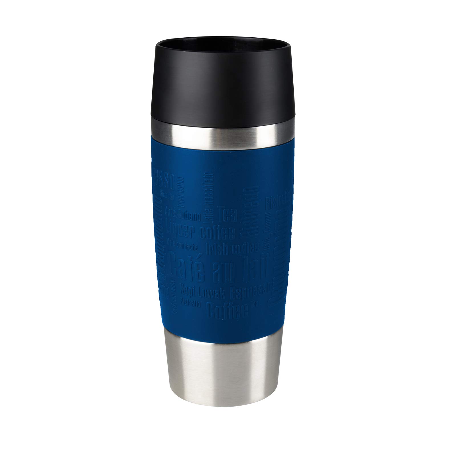 Tefal Stainless Steel Travel Mug - 12oz (0.36L) Insulated Blue Coffee Thermos for Commuting, Camping & Office Use