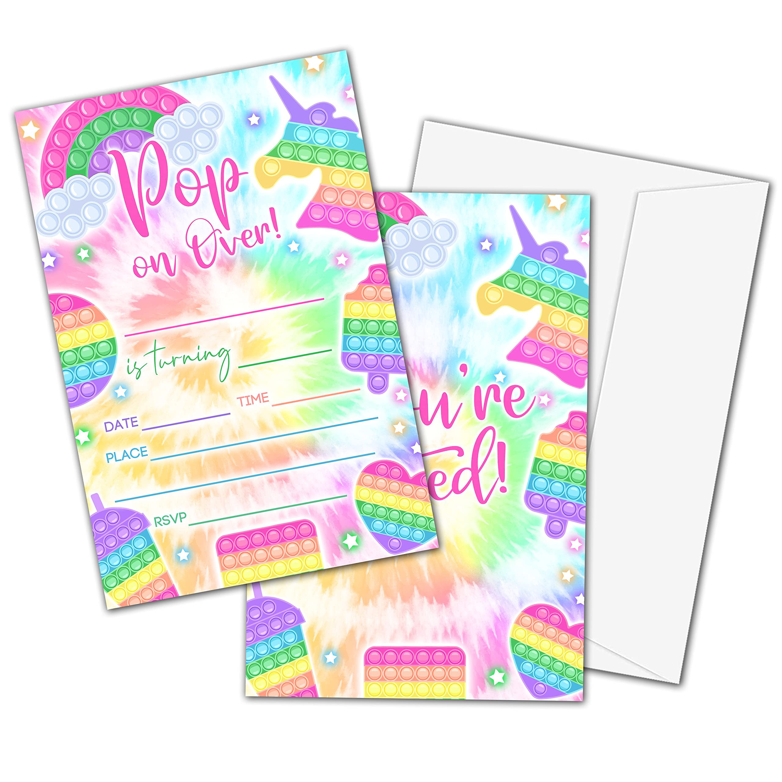 Lesixur Kids Birthday Party Invitation Cards - 20 Personalized Rainbow Horse Pop-Up Invites with Envelopes for Girls & Boys | Perfect for Birthday Celebrations, Teen Parties & Special Events (IN019)