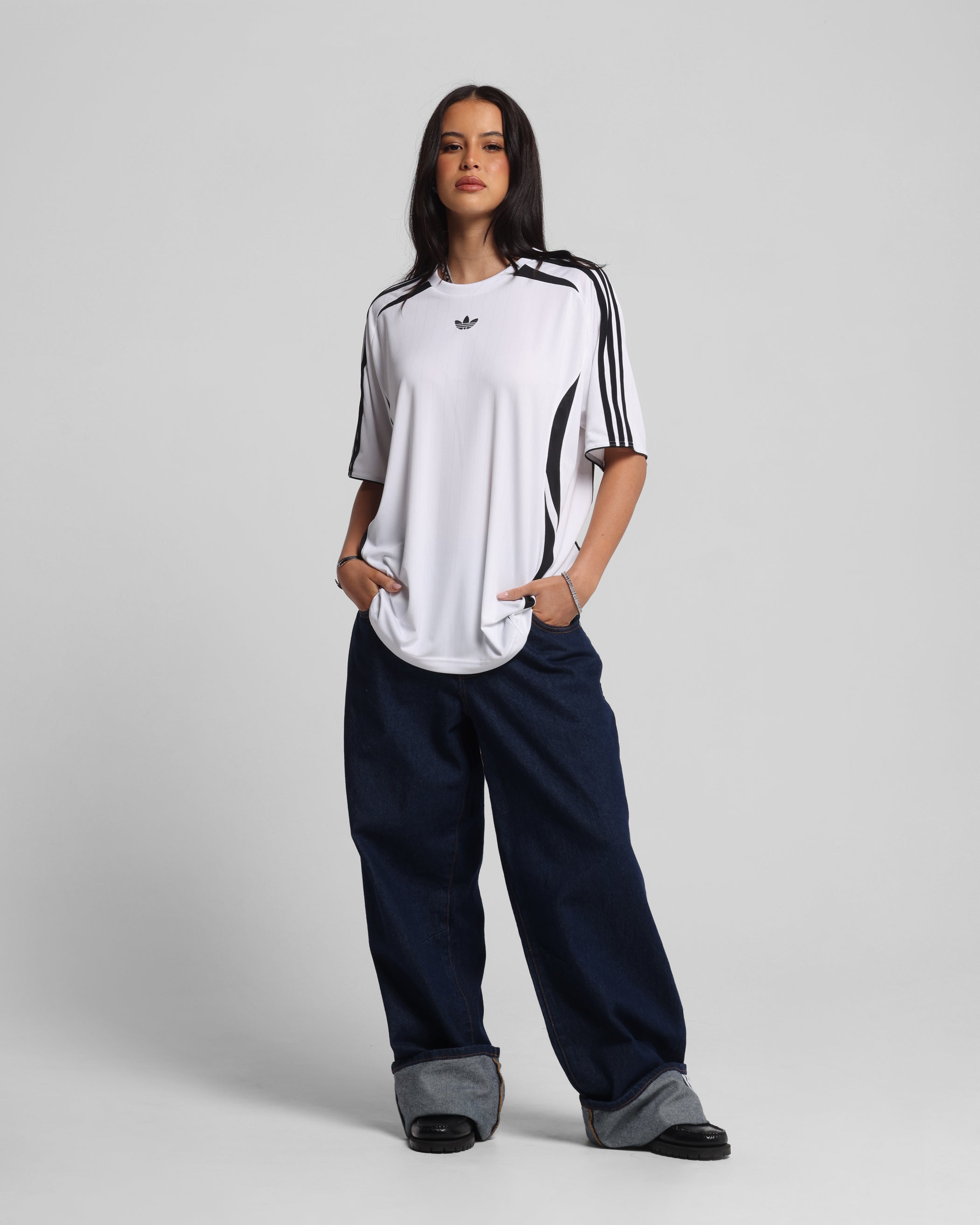 Adidas Adicolor Teamgeist T-Shirt for Men - White & Black Cotton Crewneck Tee - Casual Wear, Sports & Street Style Outfits