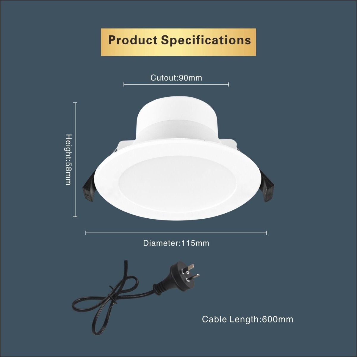 90mm LED Downlight Kit - 10W Non-Dimmable, 3 Colors in 1 (Warm White/Cool White/Daylight) - Recessed Ceiling Light for Kitchen, Bathroom & Living Room