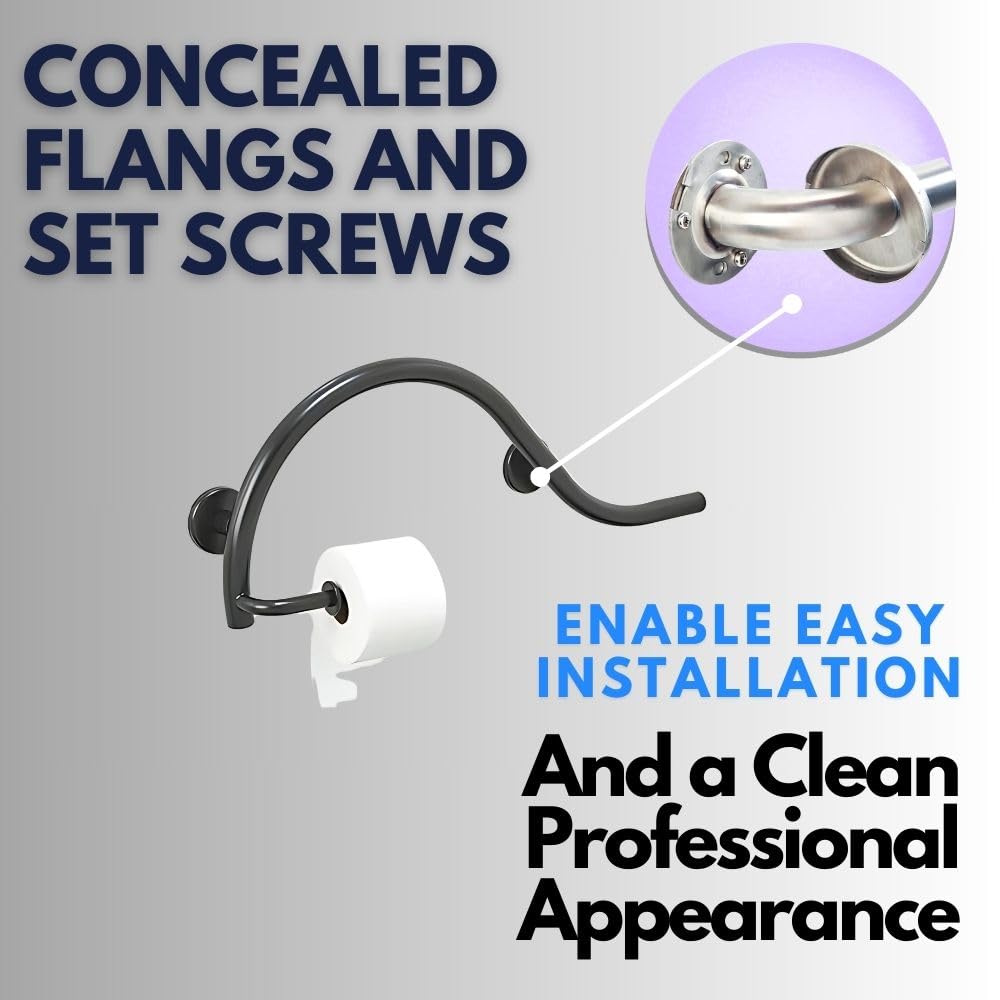 **ADA Compliant Grab Bar Toilet Paper Holder - 304 Stainless Steel Bathroom Safety Handrail for Elderly & Handicap - Right Side Oil Rubbed Bronze (30