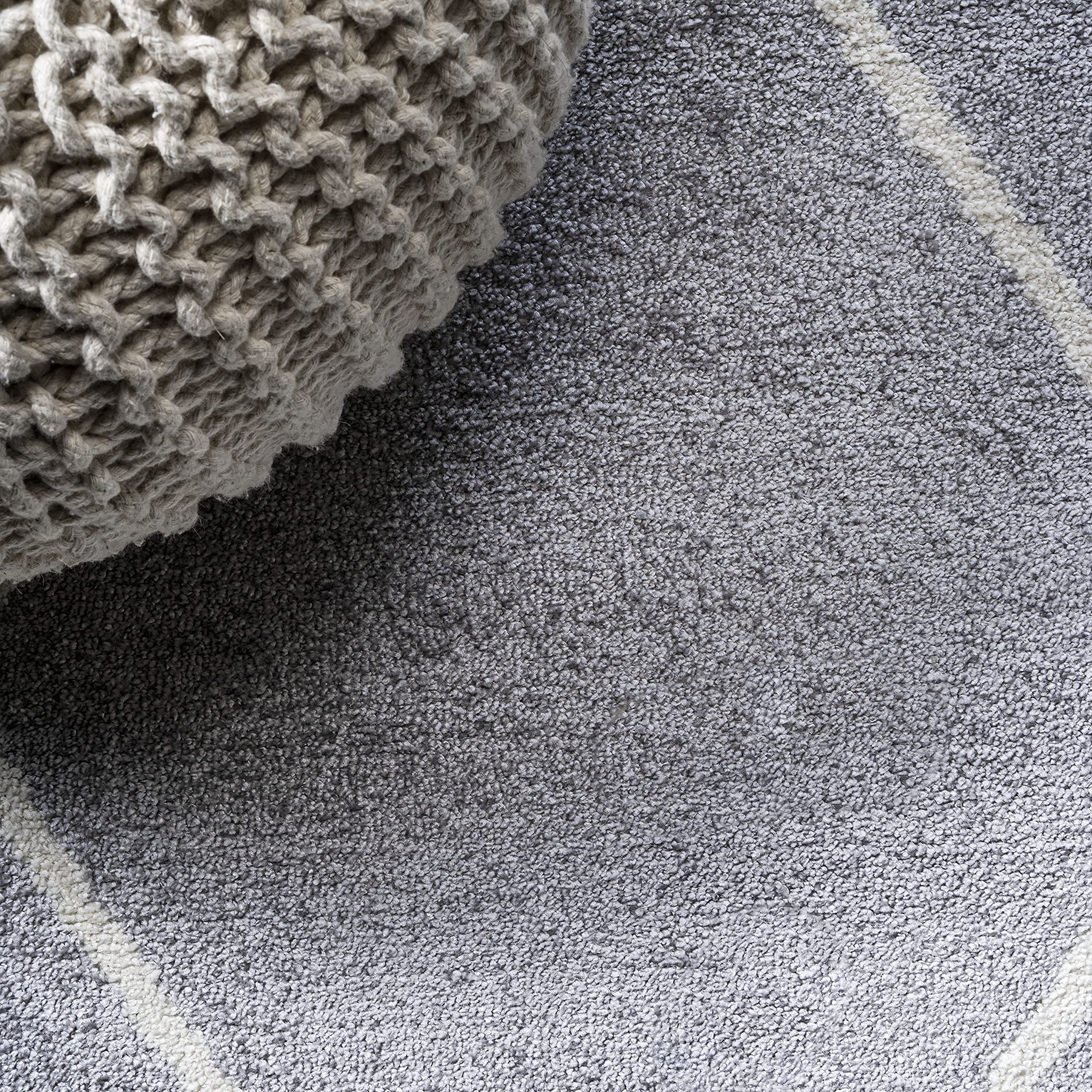 JONATHAN Y SEU102G-5R Modern Minimalist Diamond Trellis Indoor Area Rug - 5' Round Light Gray/White Non-Shedding Easy Clean - Perfect for Bedroom, Living Room & Kitchen Decor