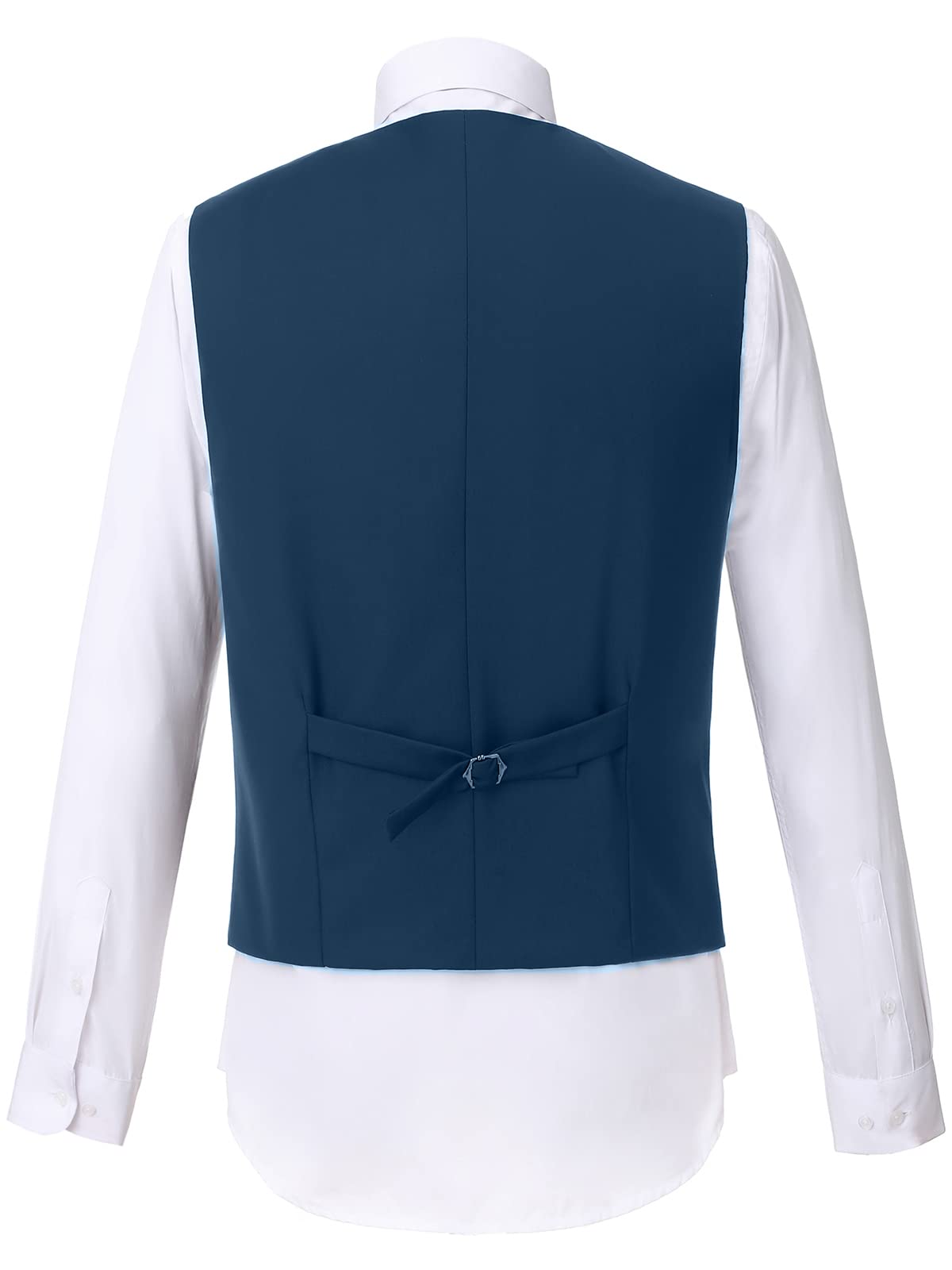 GATMSTZ Men's Slim Fit 3-Piece Business Suit Set - Blue One Button Blazer, Vest & Formal Pants for Office, Wedding & Professional Events