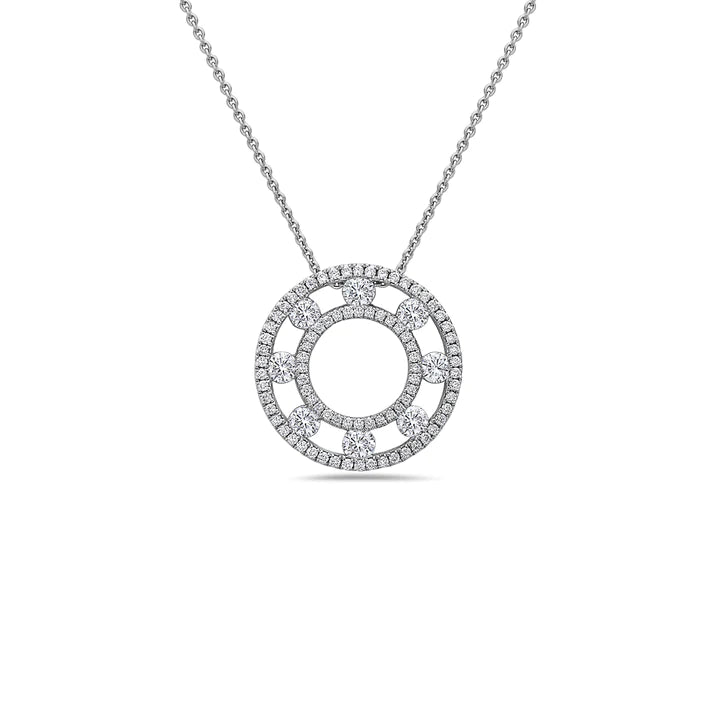 Elegant Diamond Air Circle Pendant Necklace - 18K Gold Plated Women's Jewelry for Everyday Wear & Special Occasions