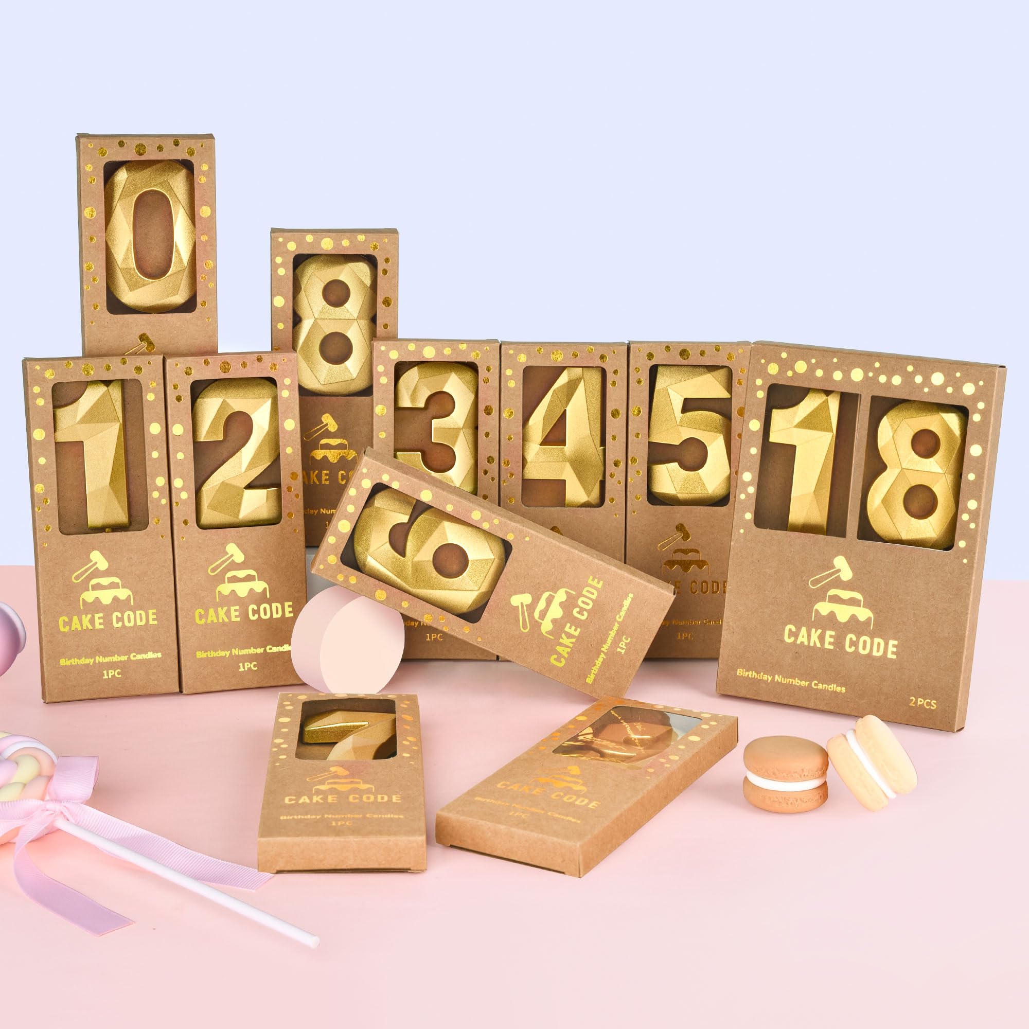 2.76 Inch Gold Number Birthday Candles - Set of 12 Crystal Gold Cake Candles for Birthday Party Decorations & Celebration Supplies | Perfect for Cakes, Cupcakes, and Desserts