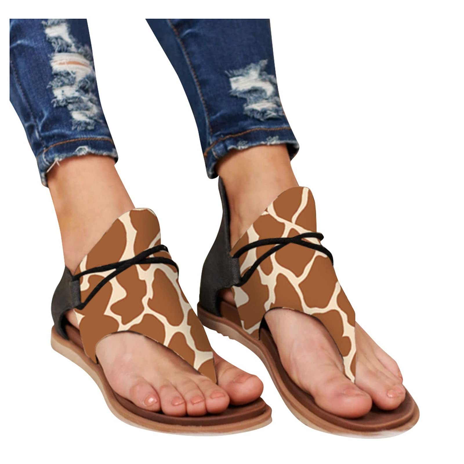 Women's Casual Roman Style Flip Flop Sandals - Open Toe Summer Beach Slippers, Fashionable Bohemian Gladiator Clip Toe Flat Sandals for Daily Wear | Perfect for Beach Vacations, Poolside Lounging & Summer Outfits