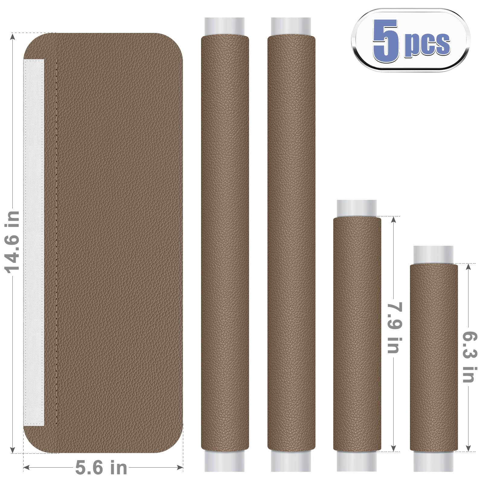 5-Pack Leather Refrigerator Handle Covers - Universal Fit for Fridge, Microwave, Oven & Dishwasher - Easy to Clean, Time-Saving Kitchen Accessories - Trimmable Design (Coffee Brown) - Perfect for Home, Office & Restaurant Use