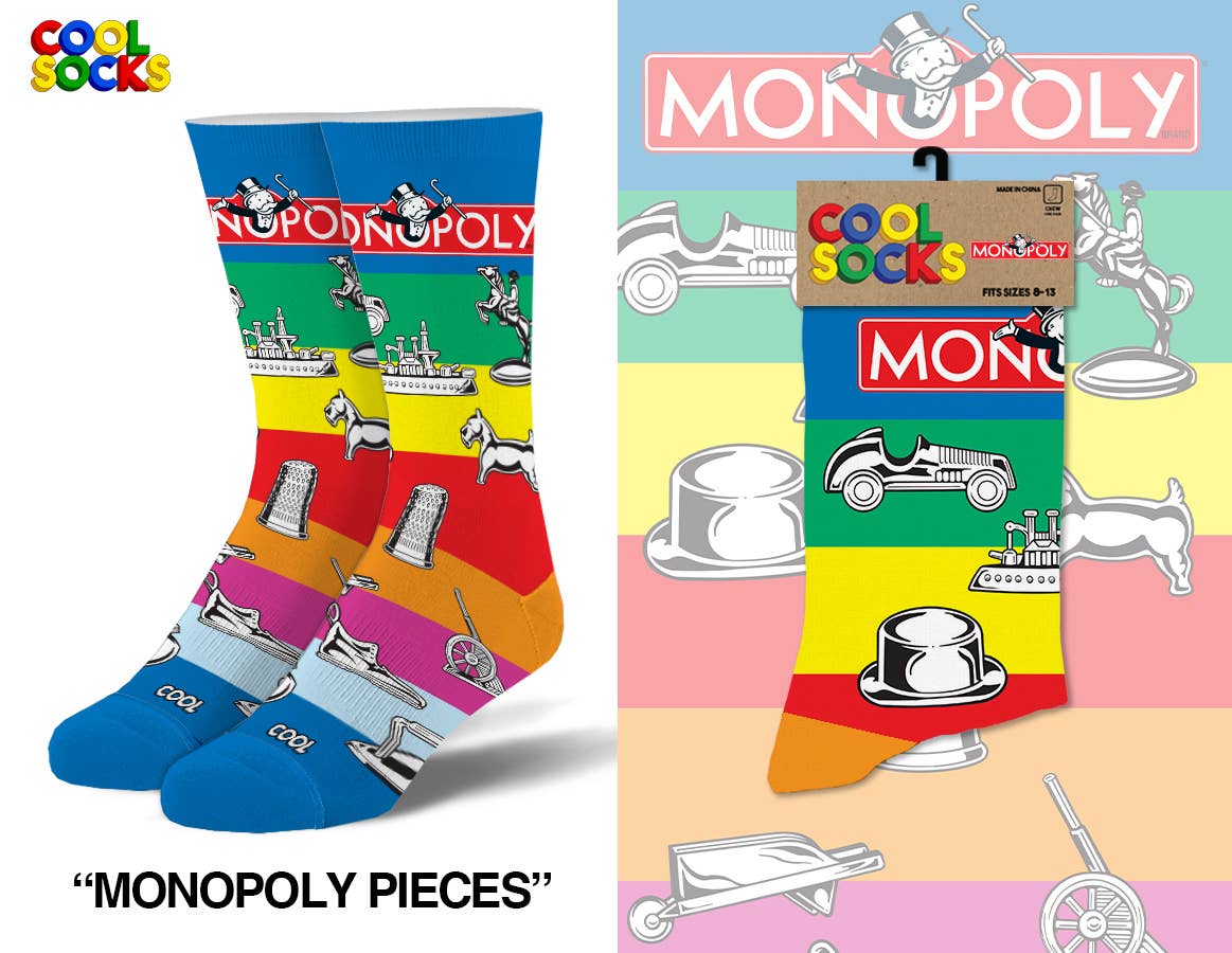 Monopoly Themed Novelty Socks - Fun Board Game Inspired Socks for Men & Women - Perfect for Game Nights, Gifts & Geek Fashion