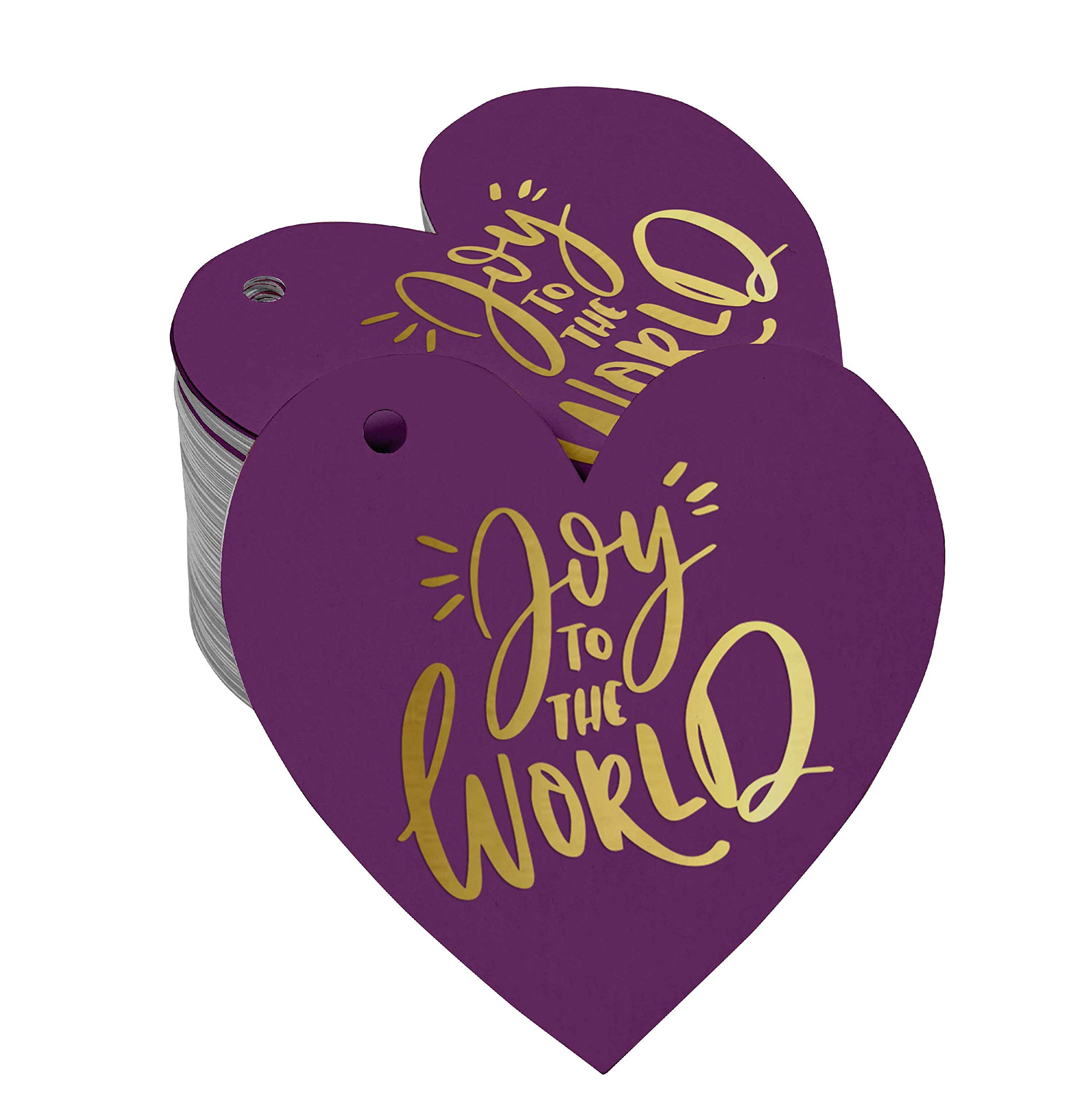 50 Pack Joy to The World Baby Shower Favor Tags - Gold Foil Hanging Gift Tags for Baby Shower Decorations, Party Favors & DIY Crafts