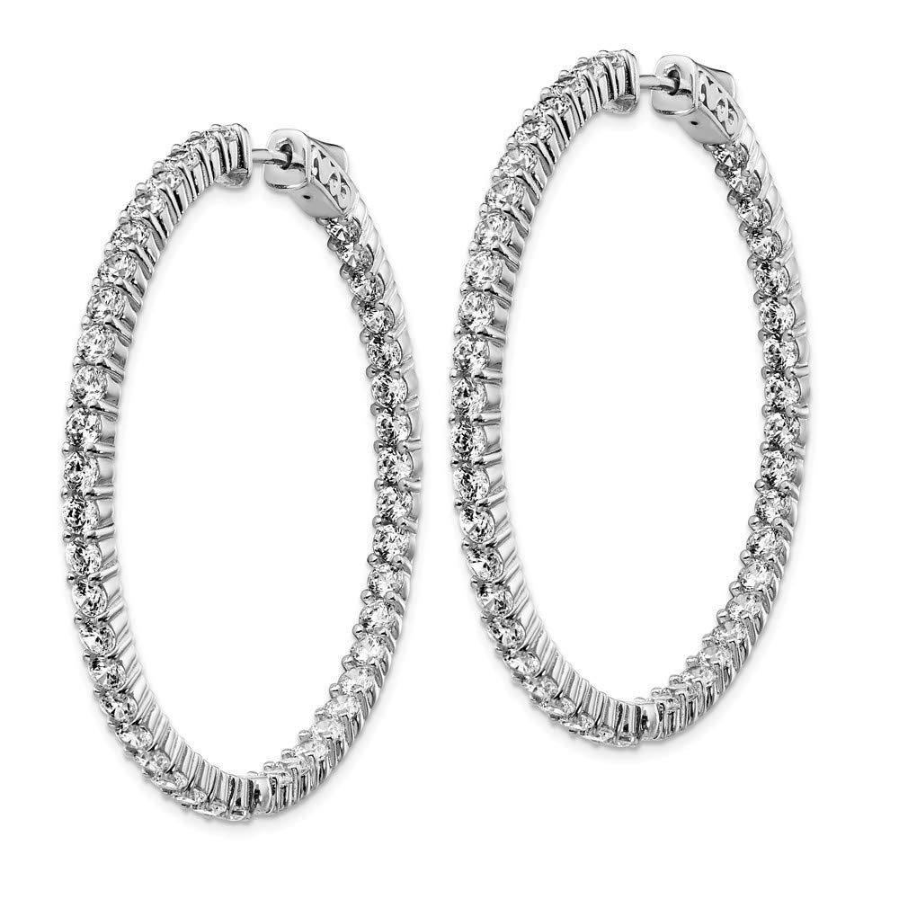 Sterling Silver Rhodium-Plated Cubic Zirconia Hoop Earrings for Women | In & Out Design | QE12995 | Perfect for Parties, Weddings & Everyday Wear
