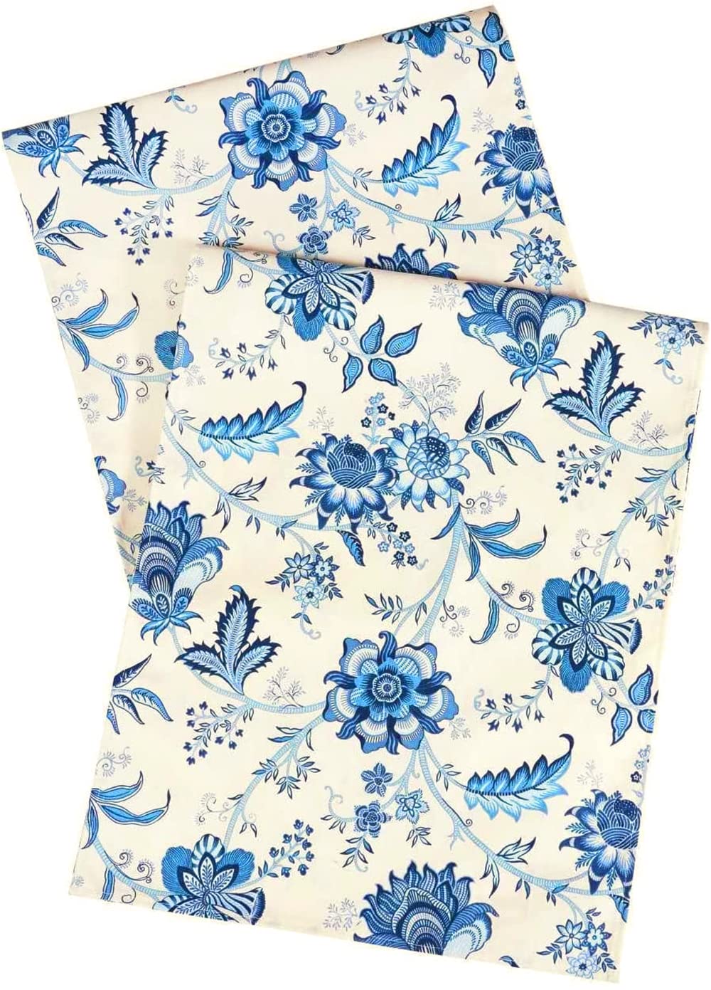 Blue Floral Table Runner - 72 Inch Long Table Decor for Dining Room, Wedding, Party & Home Decor - Elegant Tablecloth & Table Linens for Special Occasions