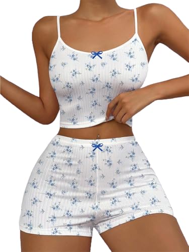White Blue Floral