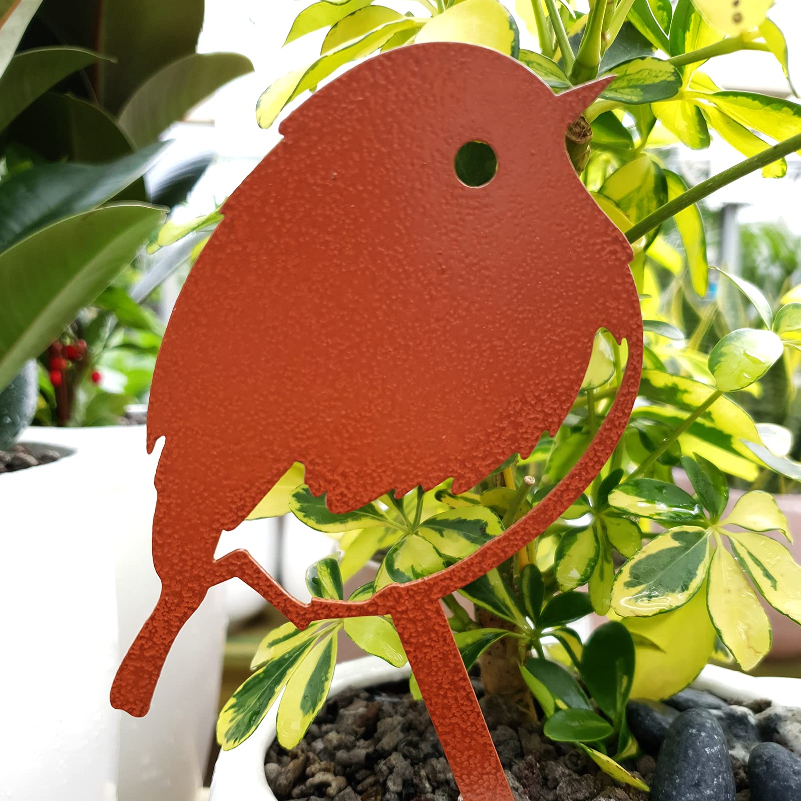 Powder Coated Garden Stakes with Chickadee Design - Rust-Resistant Metal Plant Markers for Outdoor Flower Beds, Vegetable Gardens & Lawn Decor (Set of 6) | Perfect for Spring Planting, Backyard Landscaping and Bird Lover Gifts