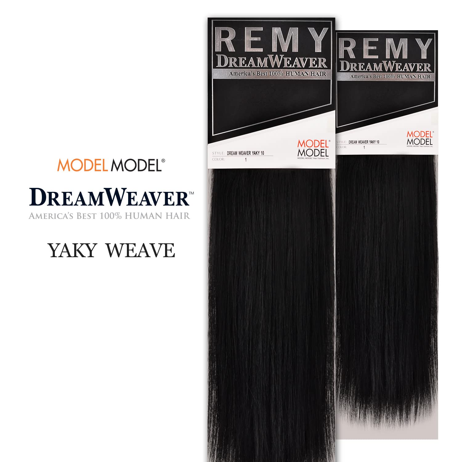 Model Model Dream Weaver Yaky Human Hair Weave - 16 Inch (Pack of 2) 1B Natural Black - Perfect for Protective Styles, Braids & Extensions