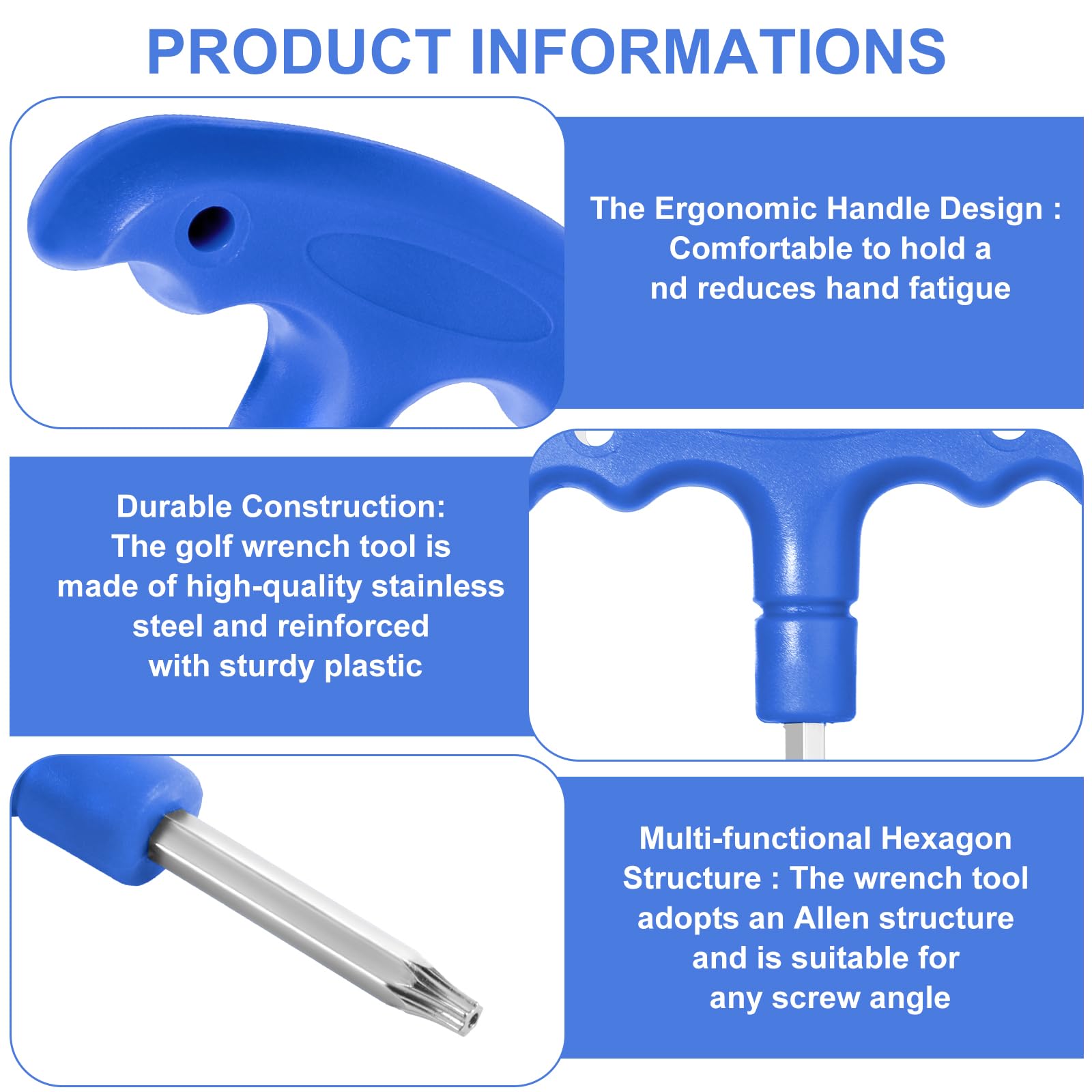 Premium Stainless Steel Golf Driver Wrench Tool - T20 Torx Head Adjustment Wrench for Golf Clubs (Blue) | Perfect for Club Adjustments, Repairs & Maintenance on the Course or at Home